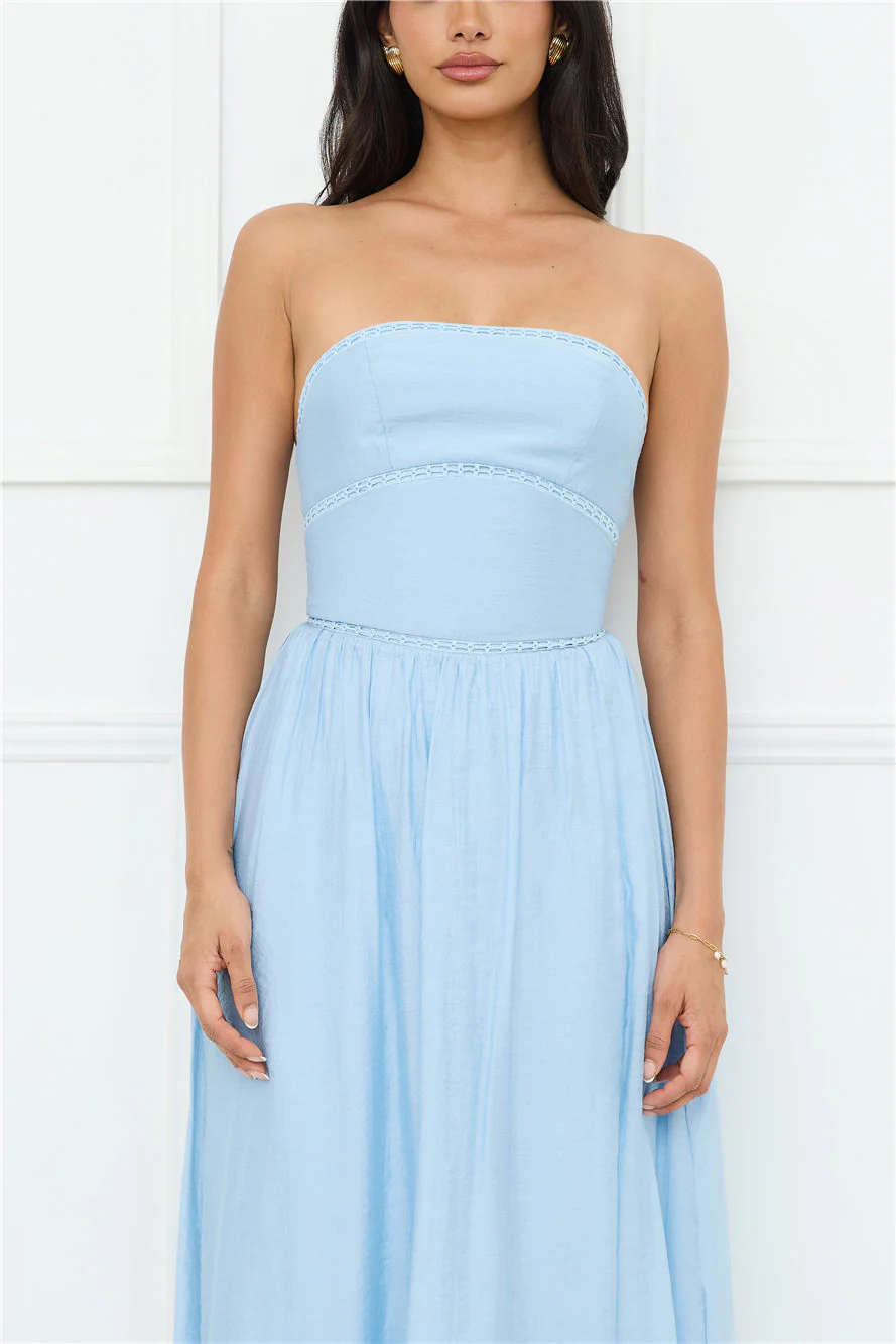 Luxurious Glow Strapless Maxi Dress Blue