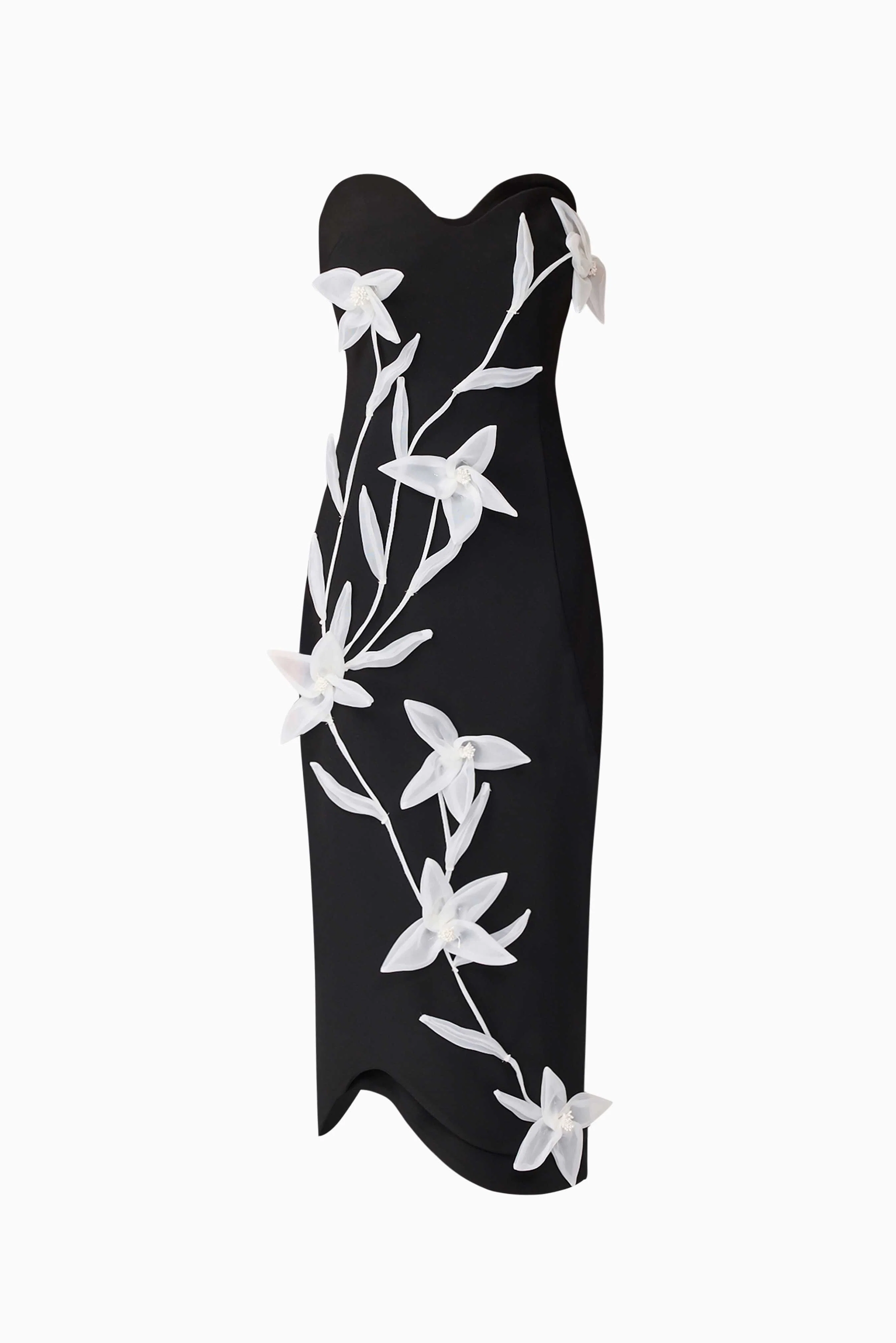 Ilaria Sweetheart Midi Dress in Black