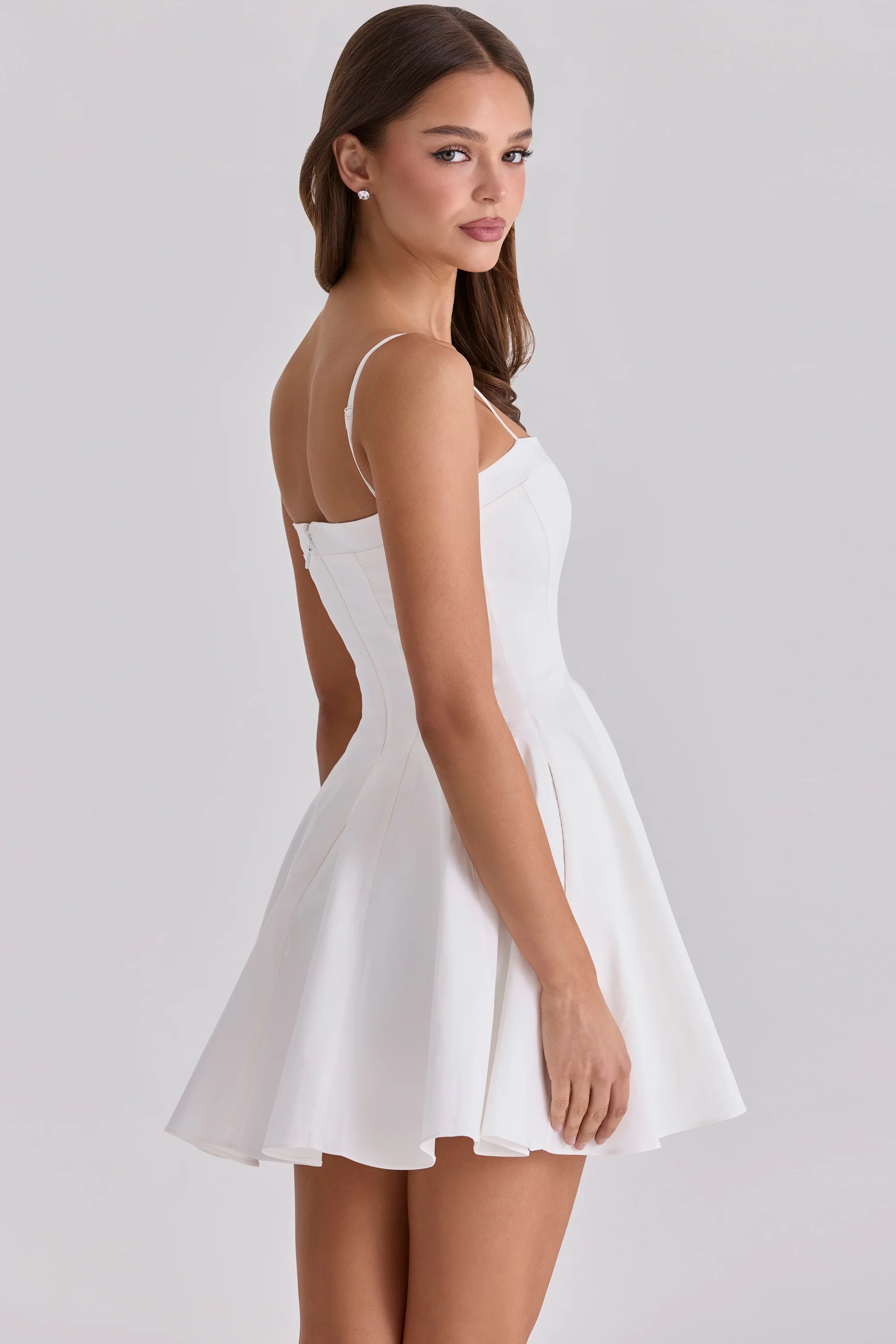 White Cotton Flared Mini Sundress