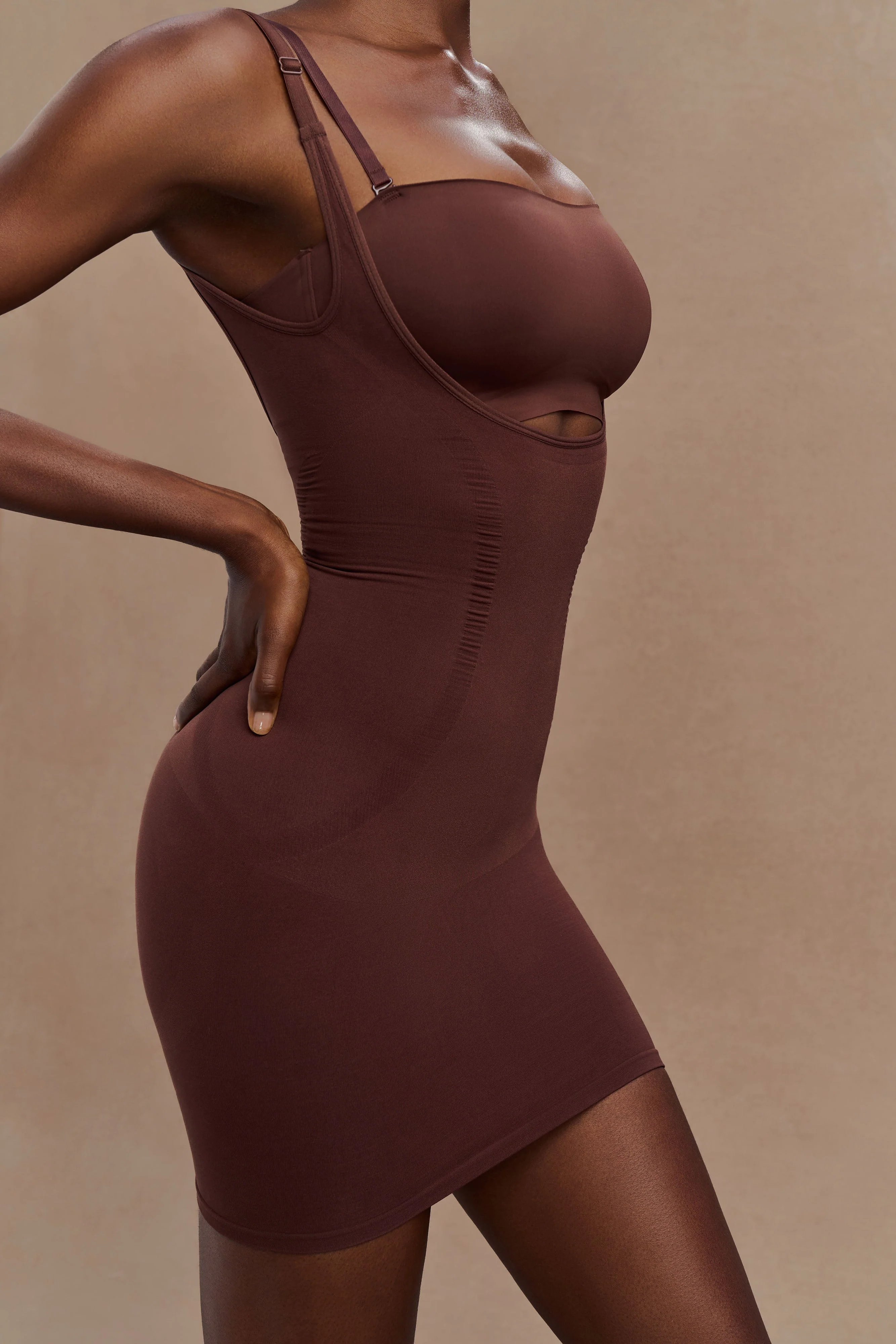 Jocelyn Backless Shapewear Mini Dress - Espresso