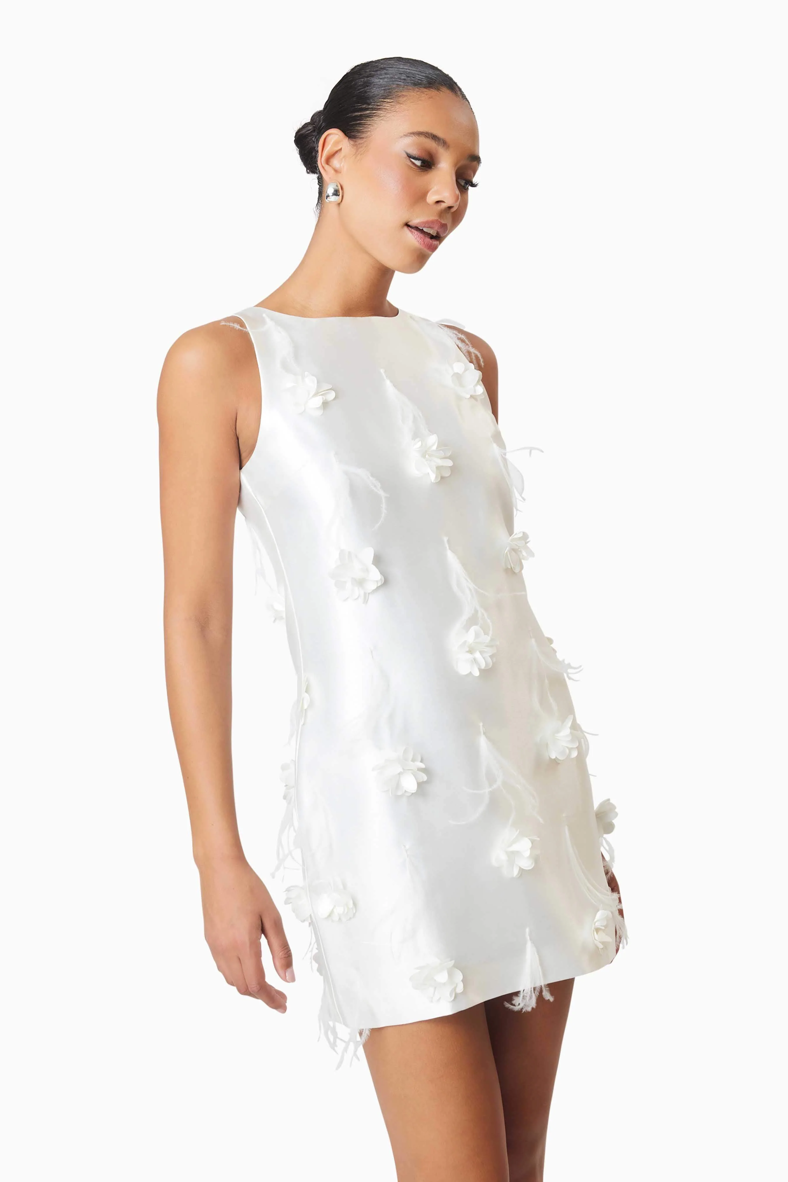 Lunaria Satin Mini Dress In White