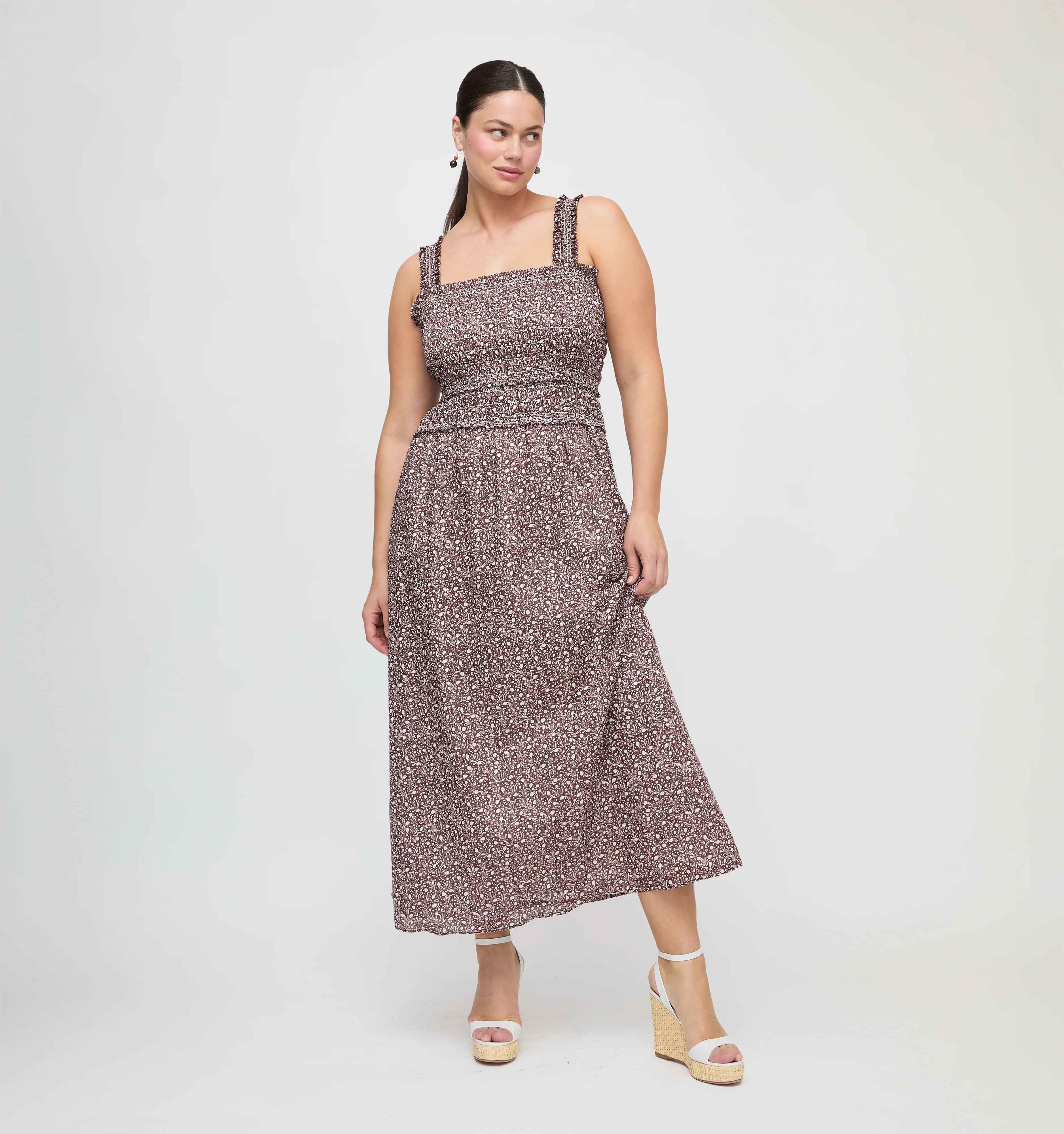 The Azalea Maxi Nap Dress - Chocolate Ditsy Thistle