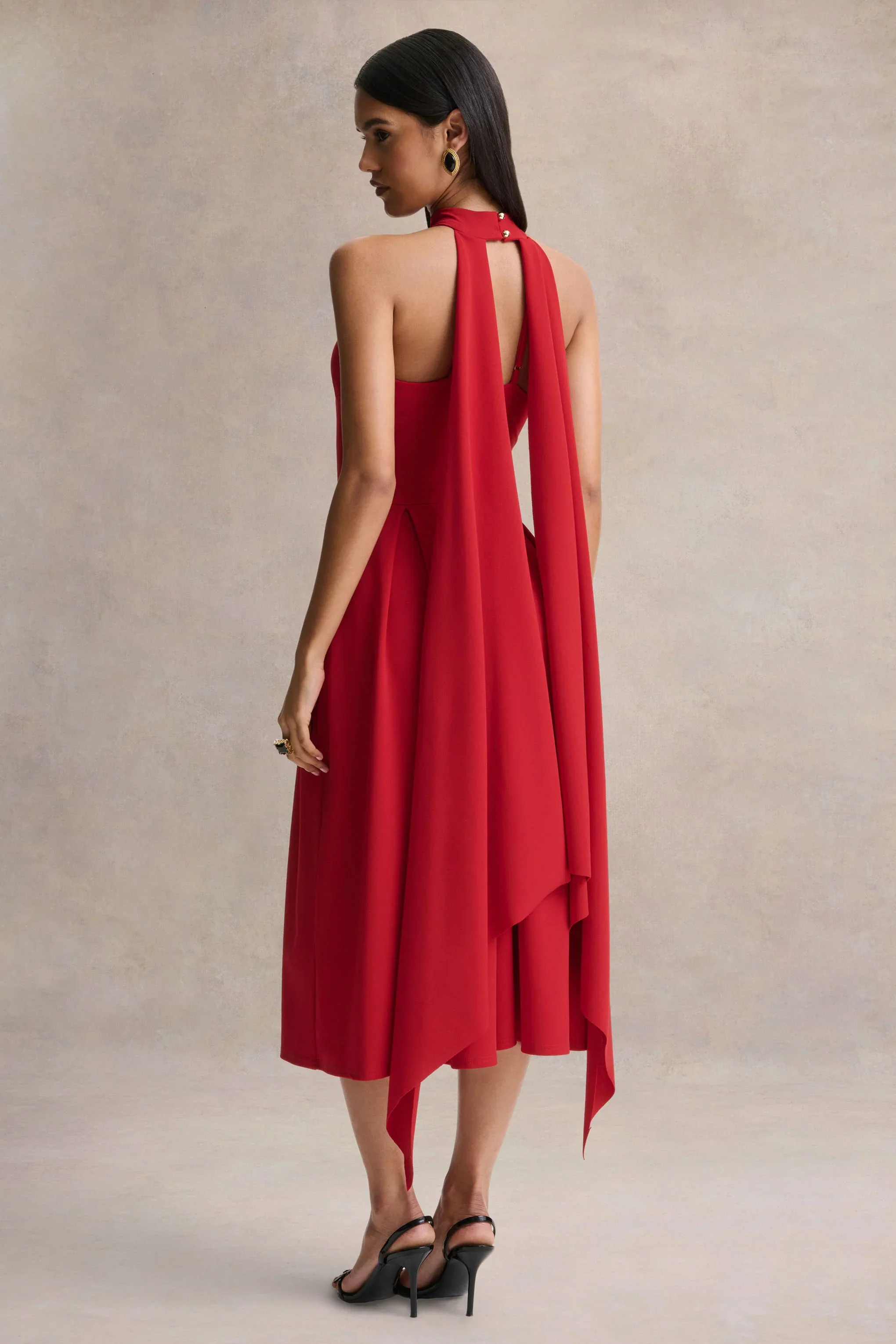 Rhode | Red Halter-Neck Midi Dress