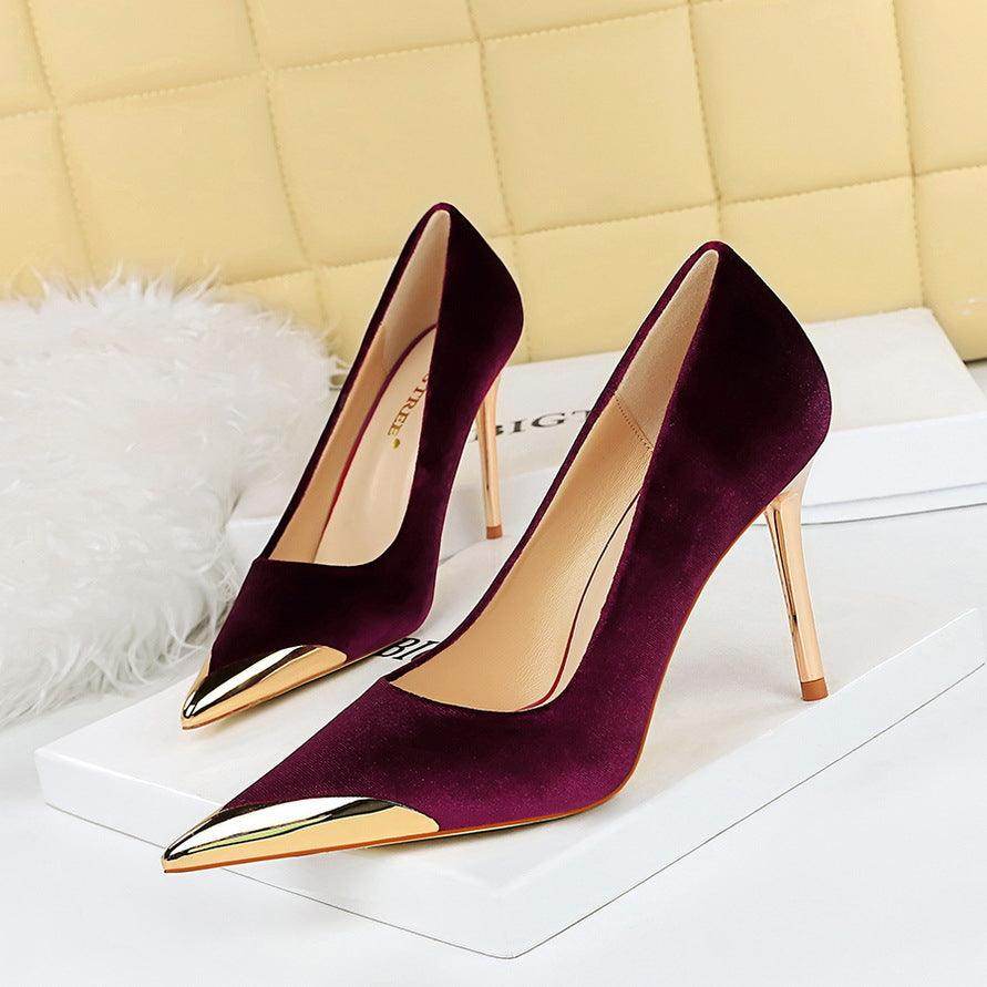 Metallic Pointed Toe Stiletto Heels 718321941230