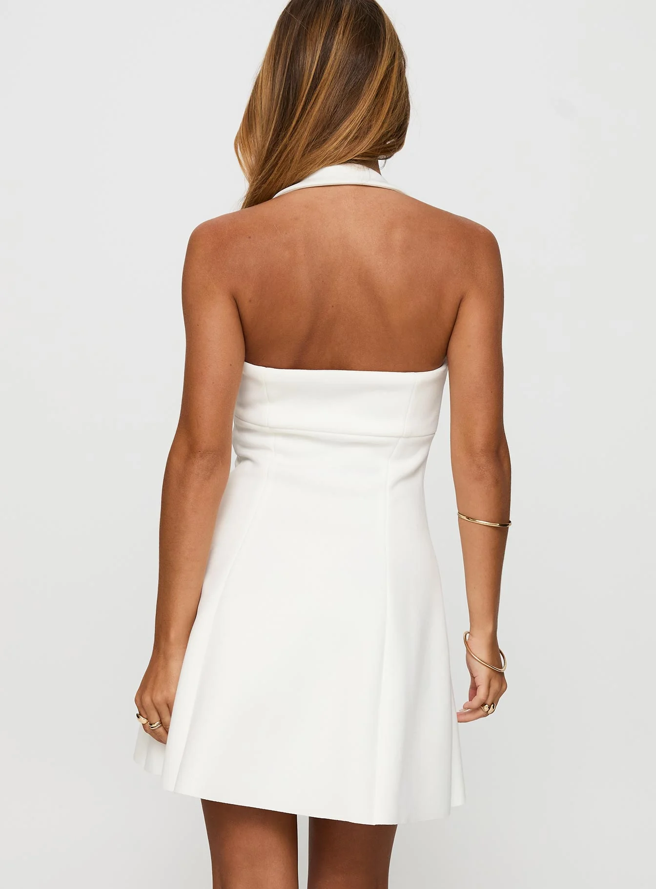 Alyn Halter Mini Dress White - luluinthesky