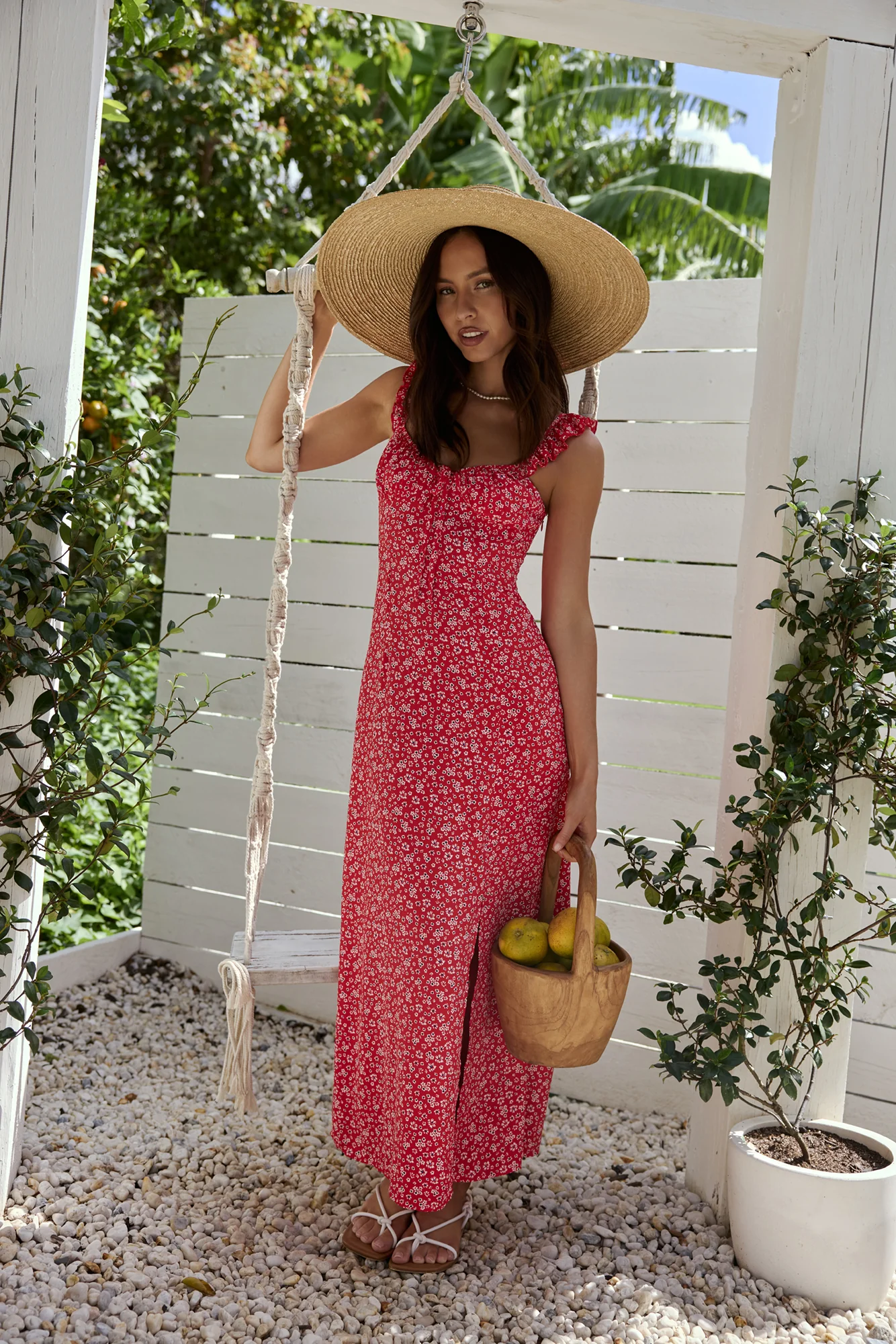 Berry Bloom Maxi Dress Red