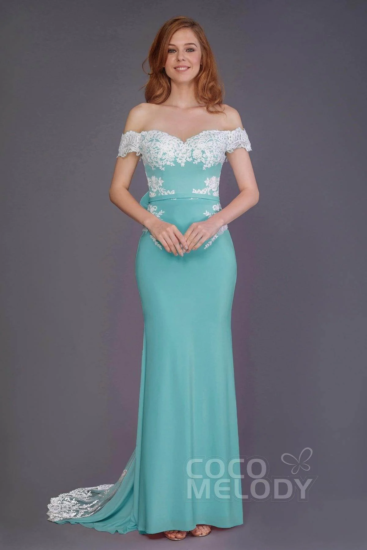 Mermaid Sweep Train Knitted Fabric Bridesmaid Dress PR3491