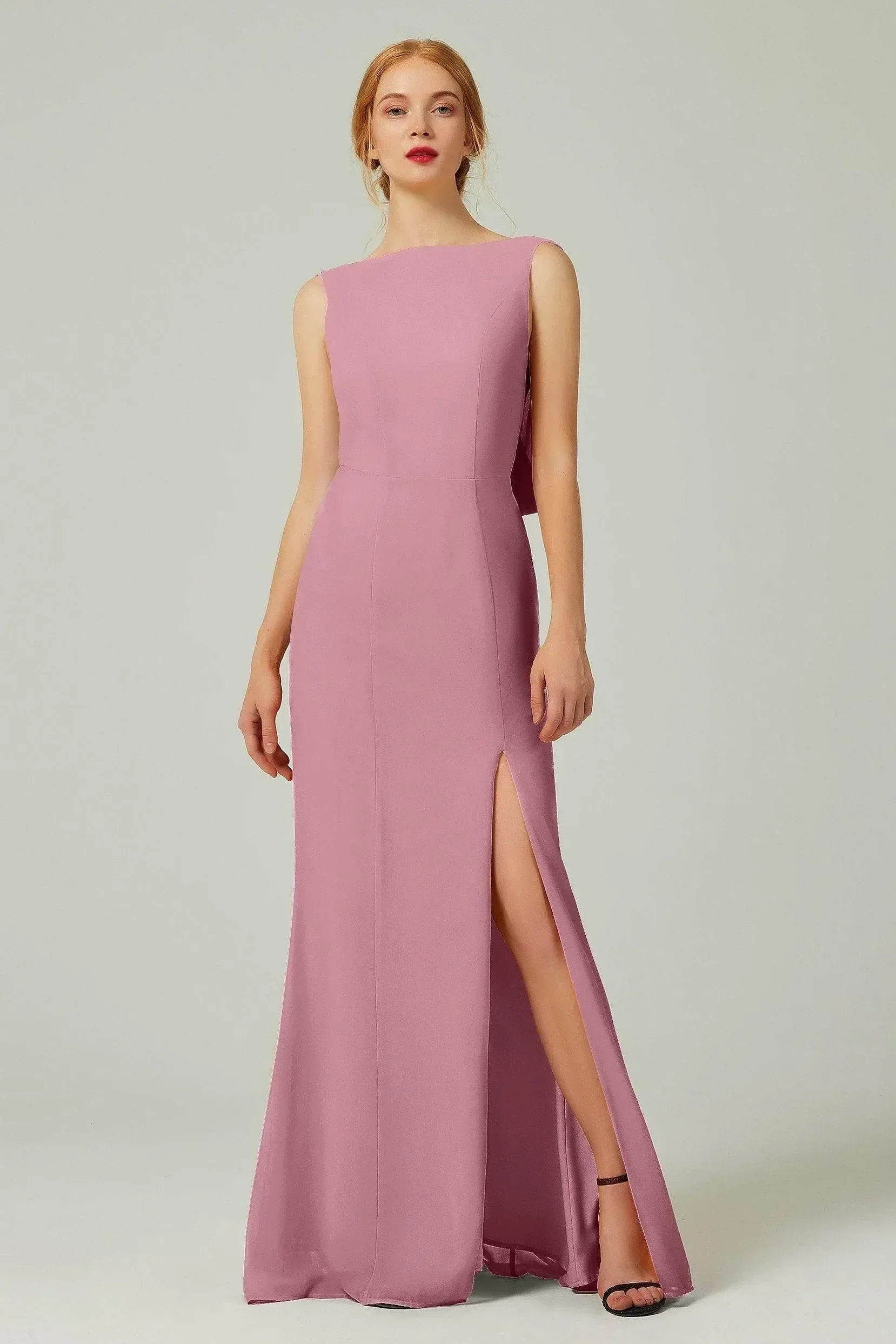 Sheath-Column Sweep-Brush Chiffon Bridesmaid Dress Formal Dresses CB0310