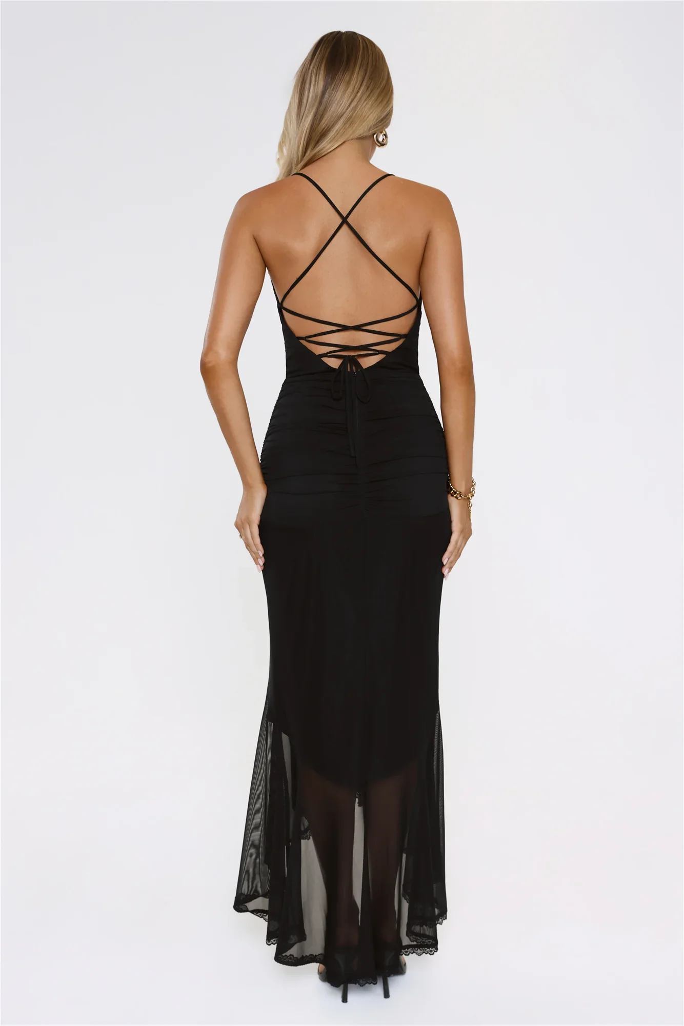 Whispered Dreams Mesh Maxi Dress Black - luluinthesky