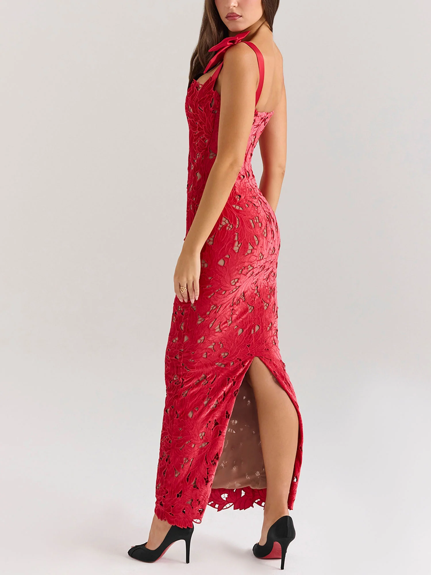 Red Vibrant Maxi Dress Festival Flair