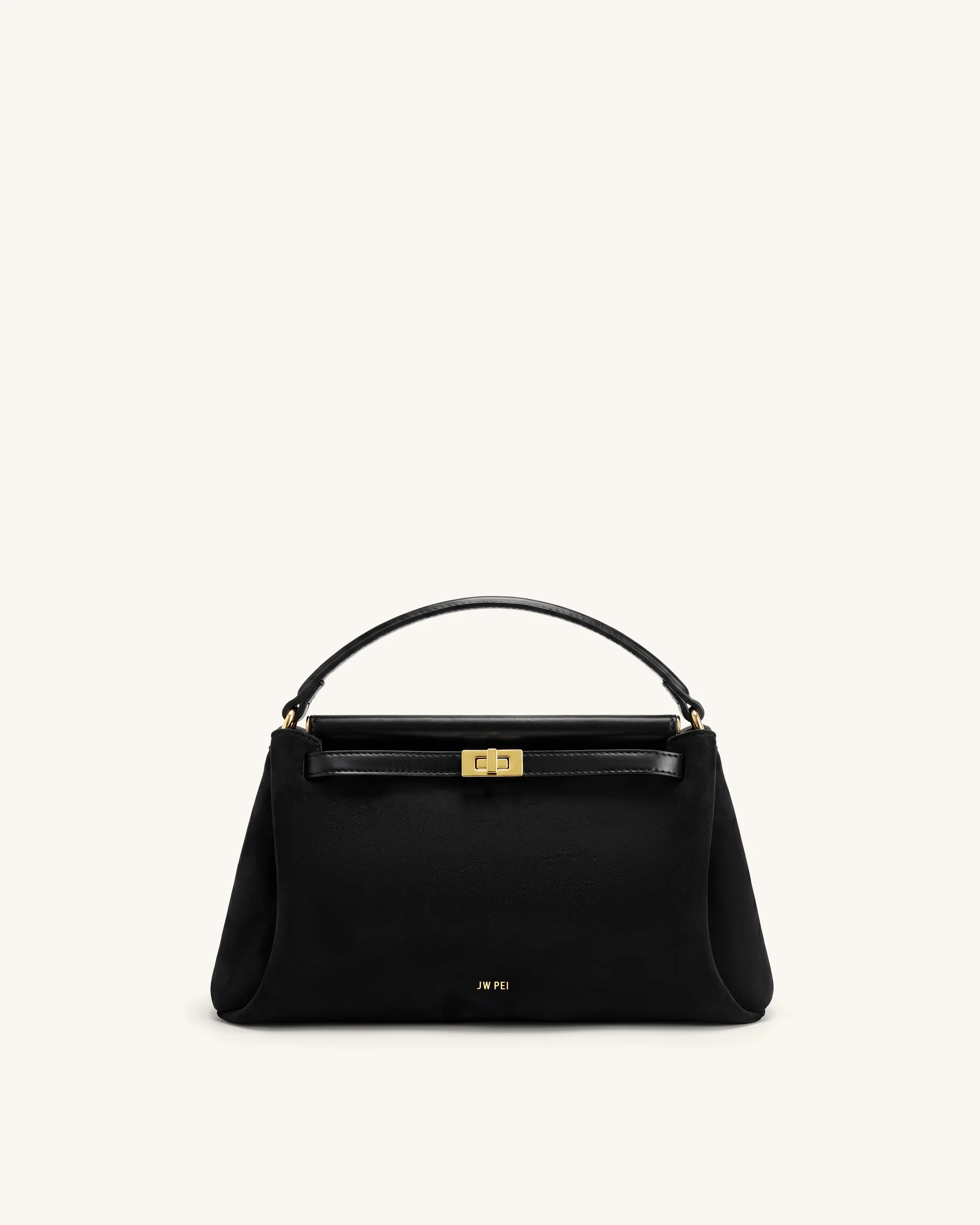 Carmen Faux Suede Top Handle Bag - Black