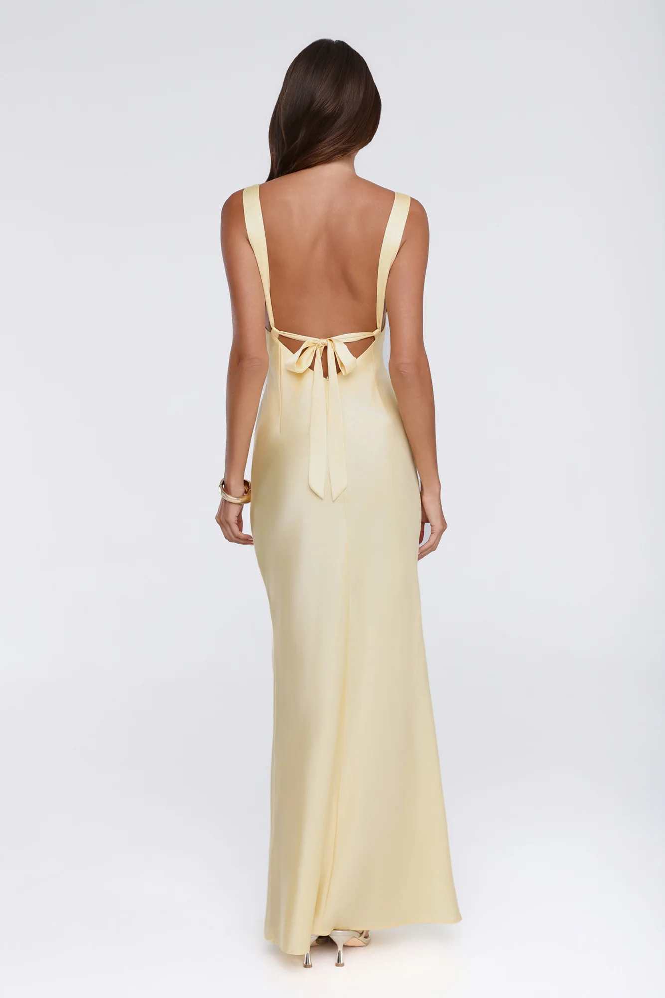 Polished Affair Satin Maxi Dress Butter - FASHION NOB