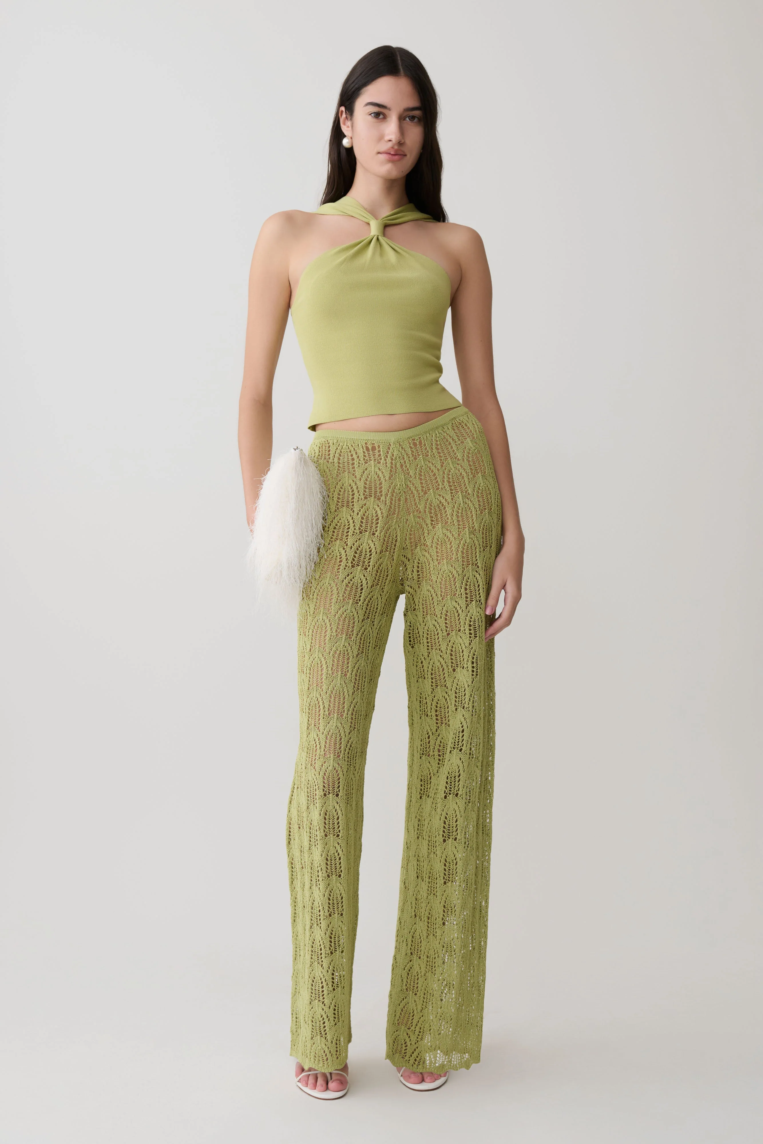 Glinda Crochet Pants - Light Olive