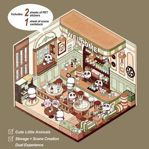 Studio Art Moodioma Kawaii Sticker Story Scene Kit (2 Sticker Sheets + Background Card) Multiple Styles