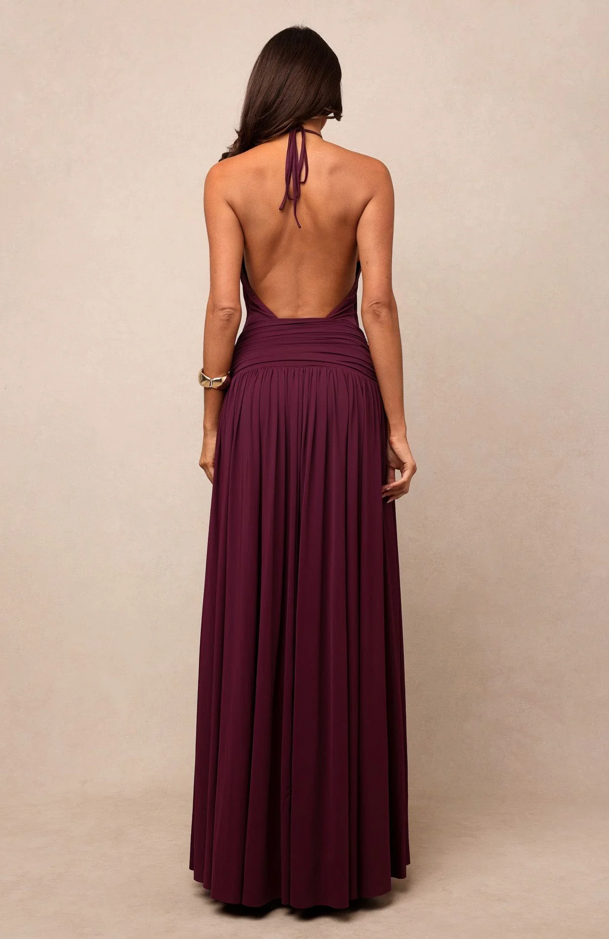 Lost In The Tide Maxi Dress Dark Cherry - FASHION NOB