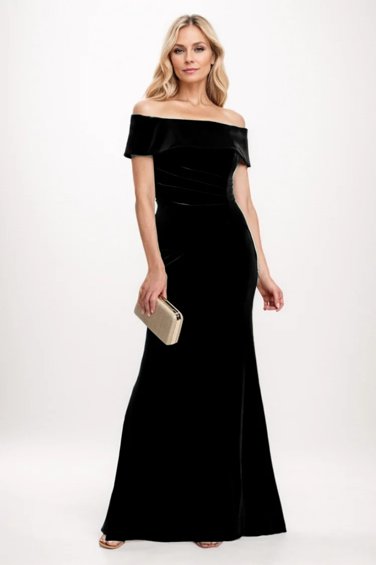 Sheath-Column Maxi Velvet Mother Of The Bride Dress CM0271