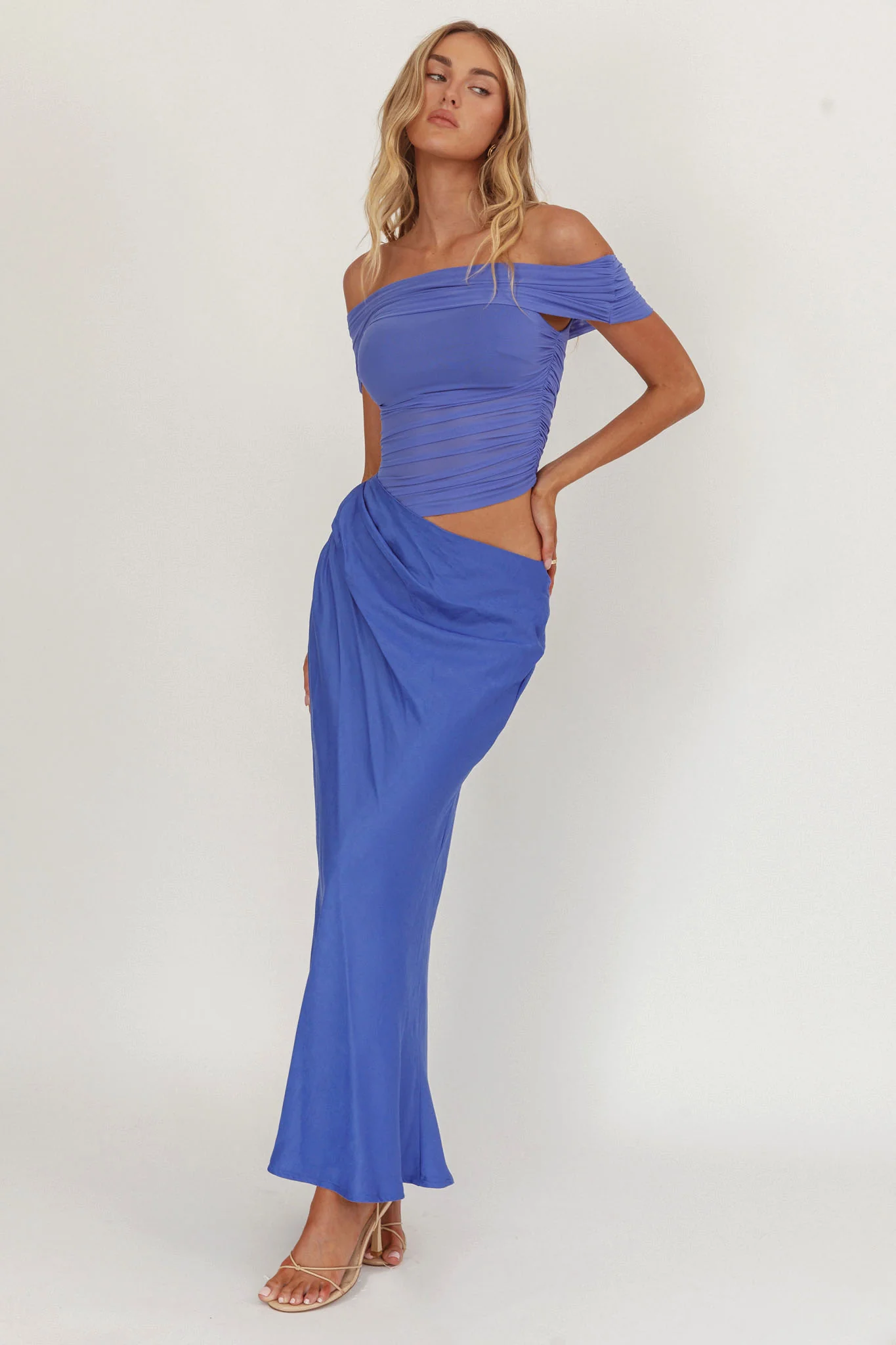 Lorely Off-Shoulder Midi Dress Ocean