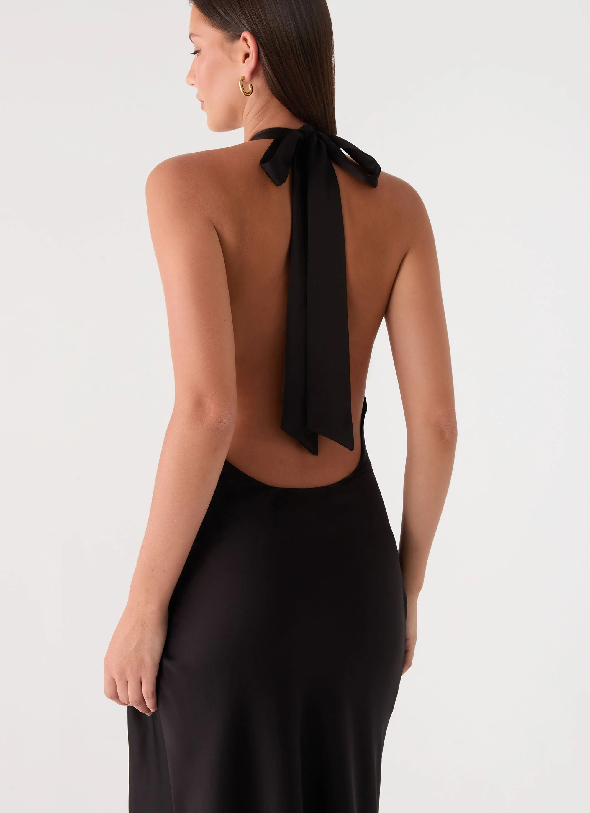 Lumae Halter Maxi Dress - Black - luluinthesky