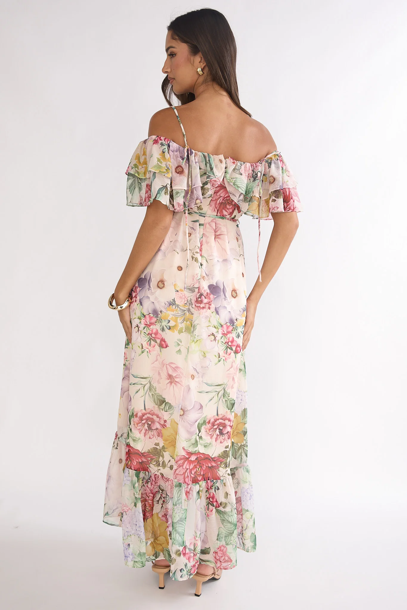 Ivelle Off-Shoulder Ruffle Maxi Dress Floral