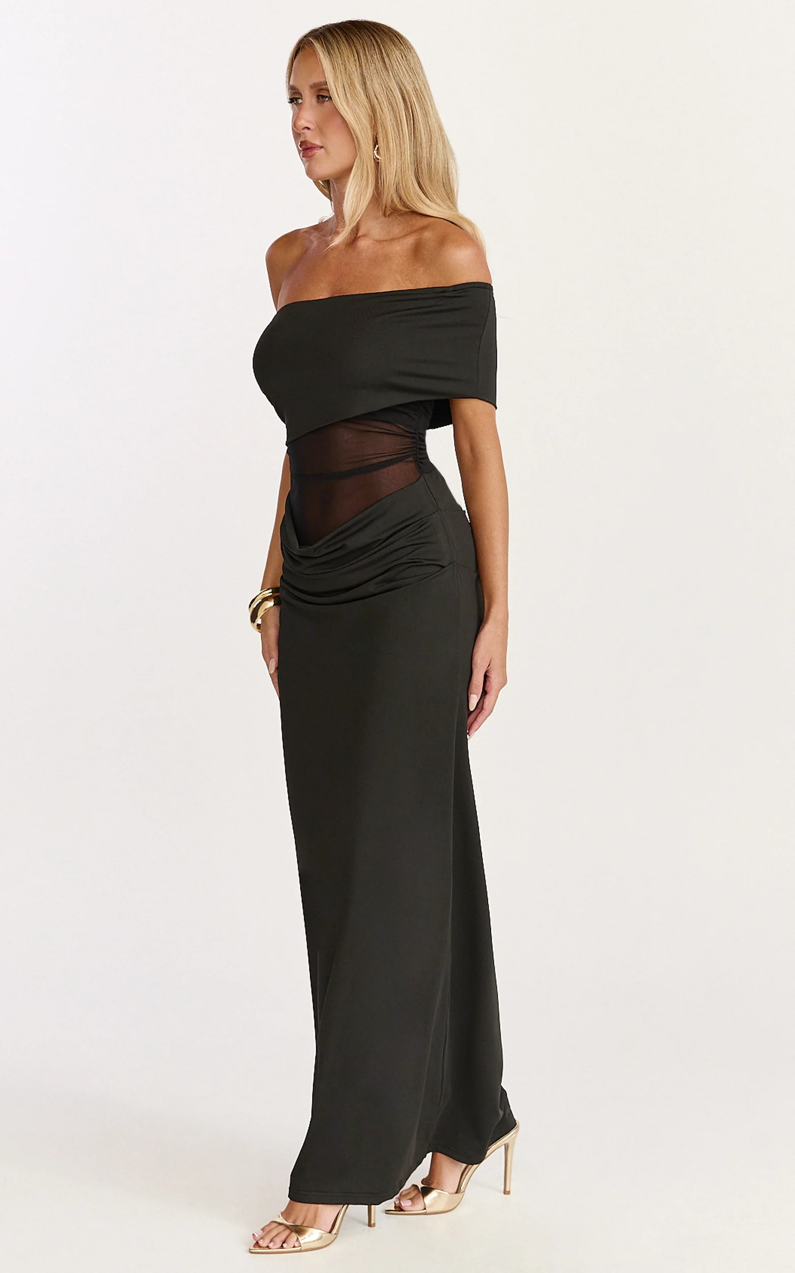 Riley Maxi Dress - Gathered Over Bust Dress in Black