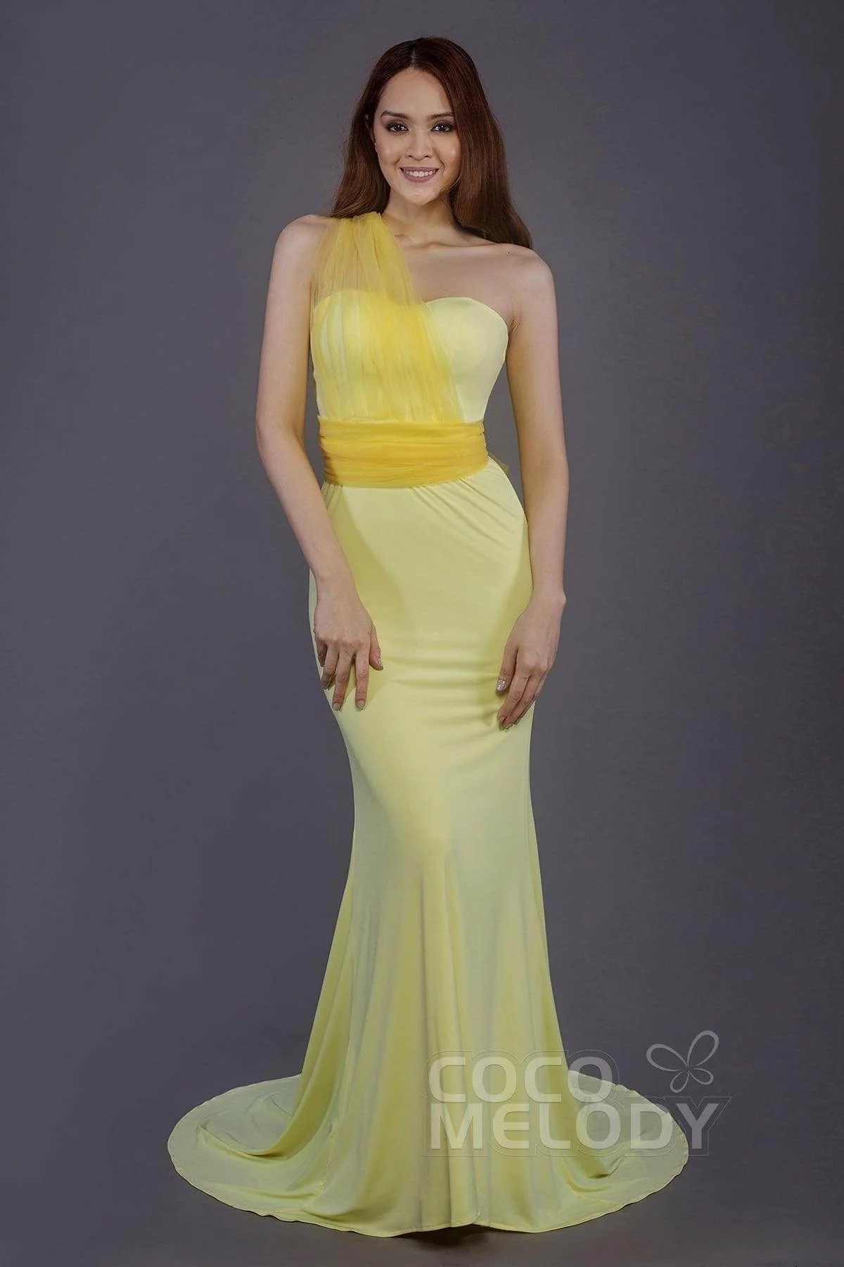 Mermaid Court Train Knitted Fabric Bridesmaid Dress PR3498