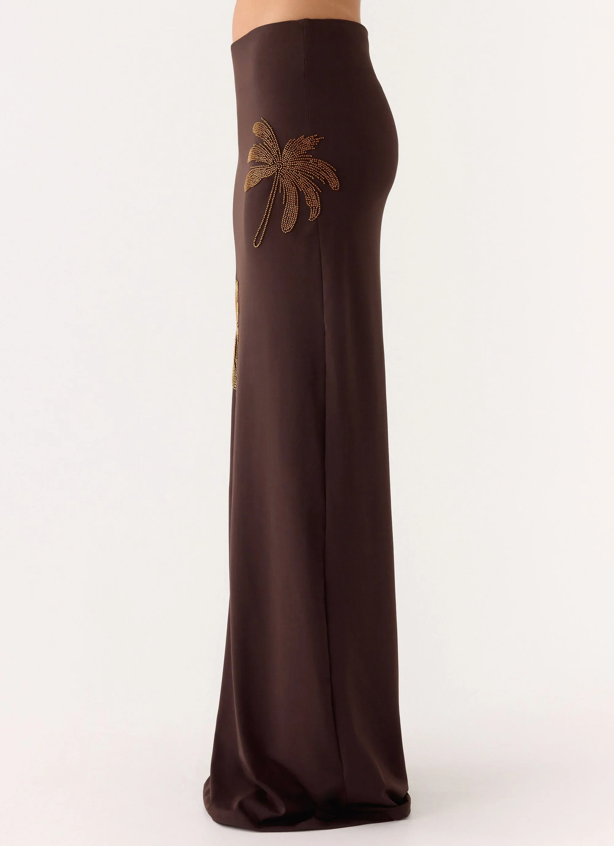 Brienne Beaded Maxi Skirt - Chocolate