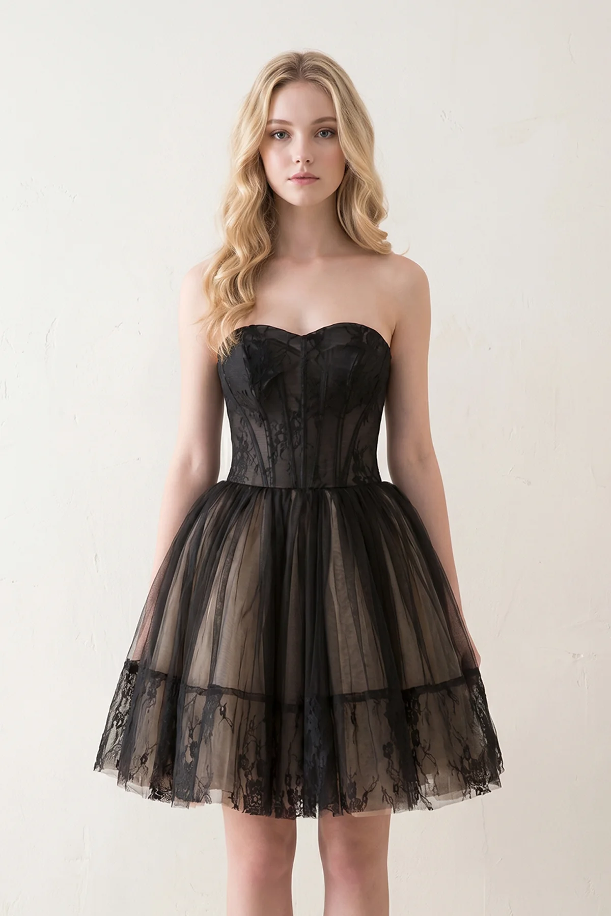 A line Strapless Tulle Homecoming Dress