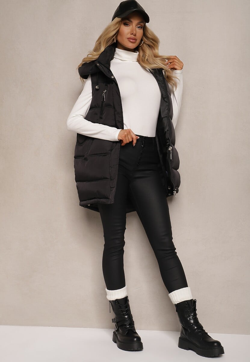 Czarne Modelujące Spodnie z Ekoskóry o Fasonie Skinny Caetana