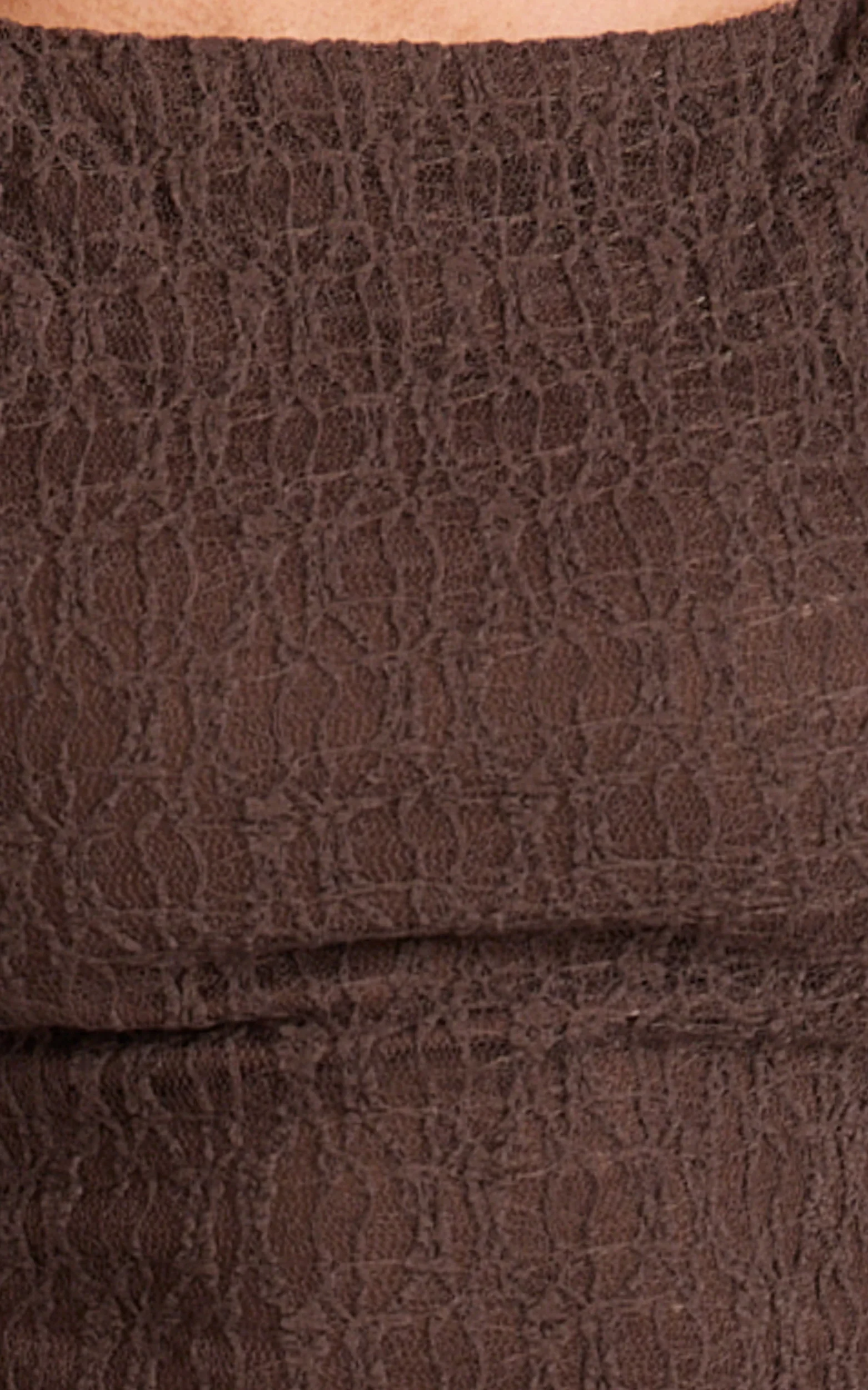 Abby Midi Dress - High Neck Asym Detail Dress in Chocolate - luluinthesky