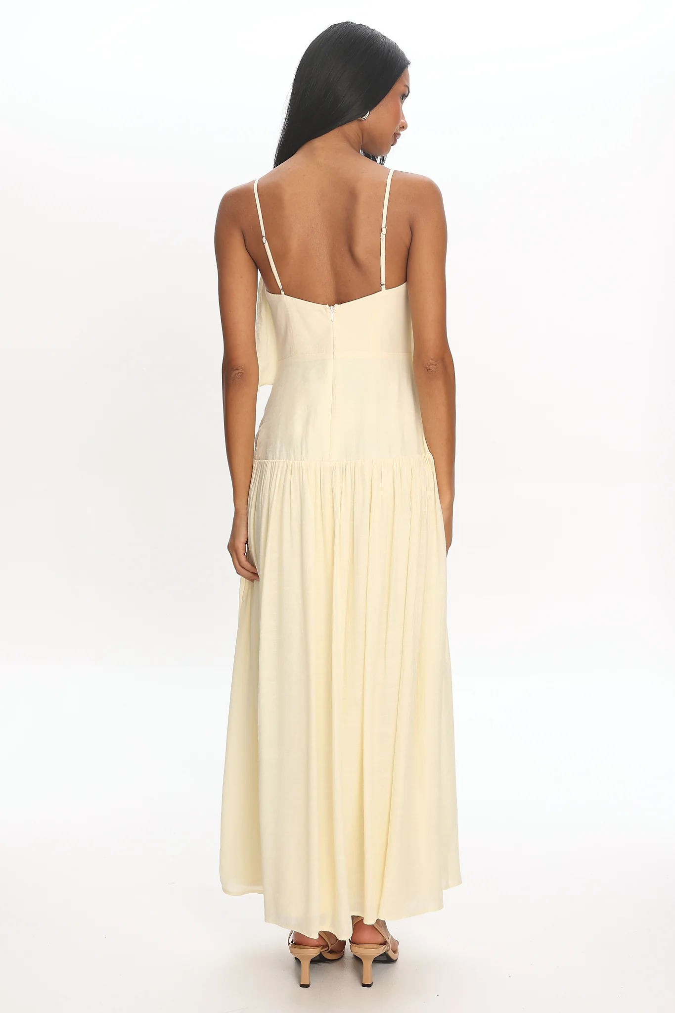 Eros Ruffle Maxi Dress Cream - luluinthesky
