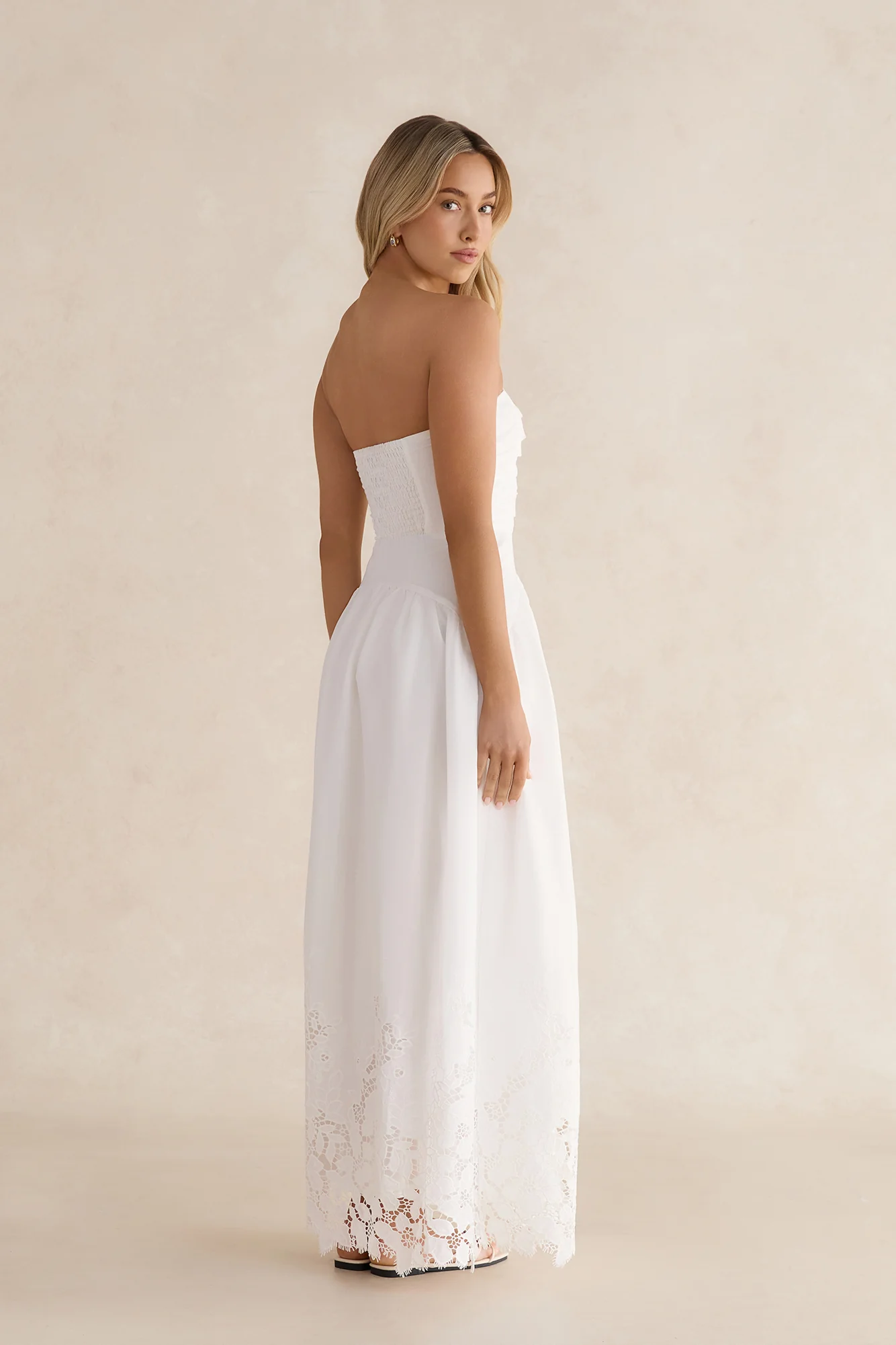 Delicate Dreams Strapless Maxi Dress White