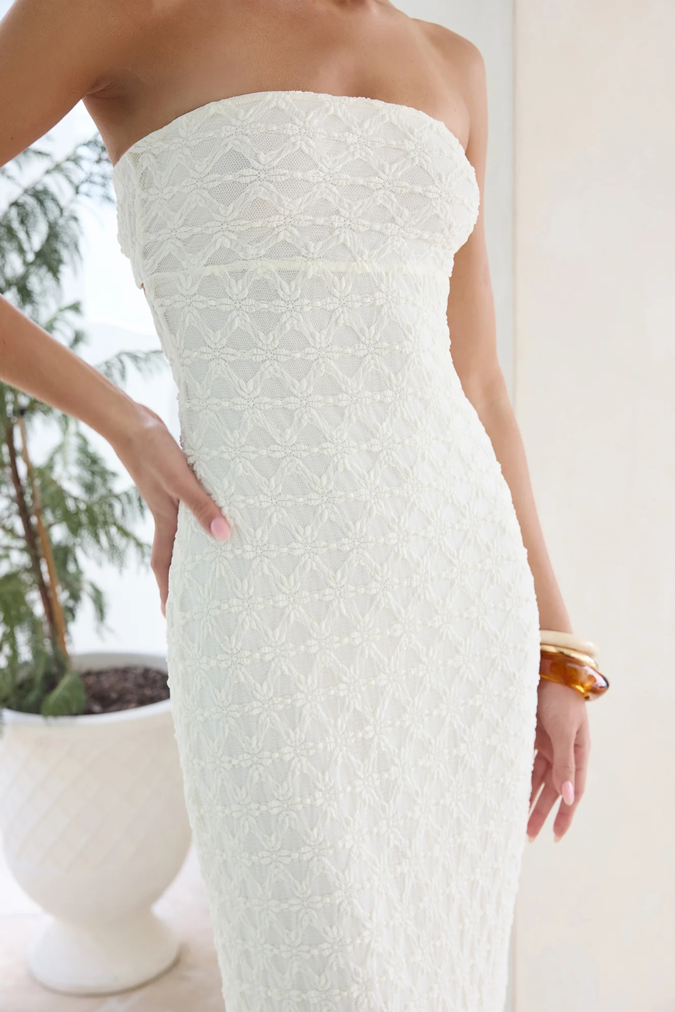 Goddess Blessings Strapless Maxi Dress Cream