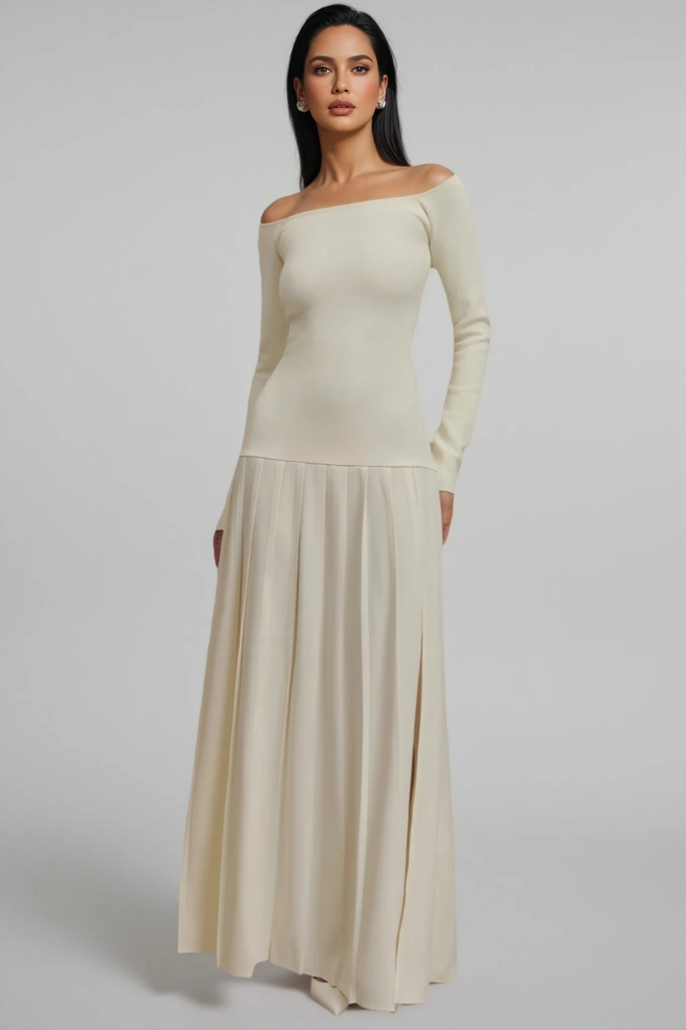 Kiva Pure Apricot Pleated Maxi Dress