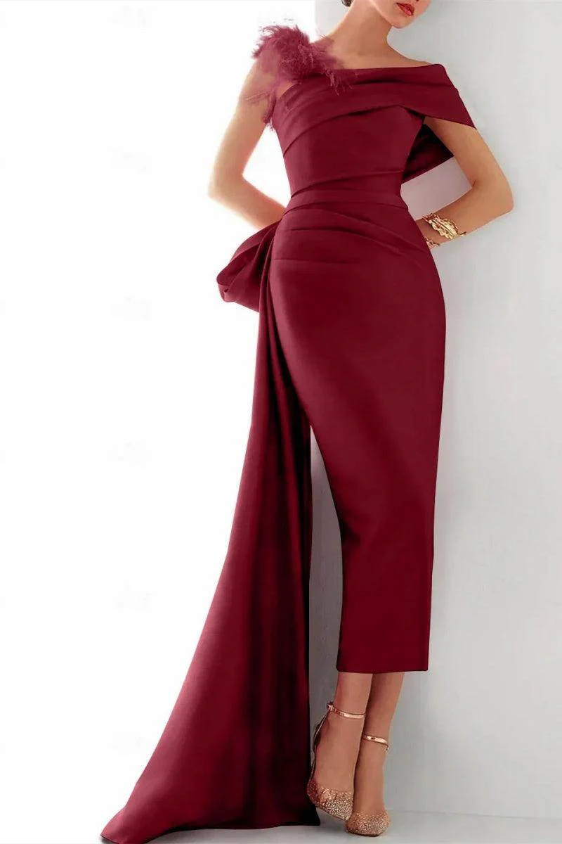 One Shoulder Evening Gown Elastic Cloth Mother Of The Bride Dresses CM0340