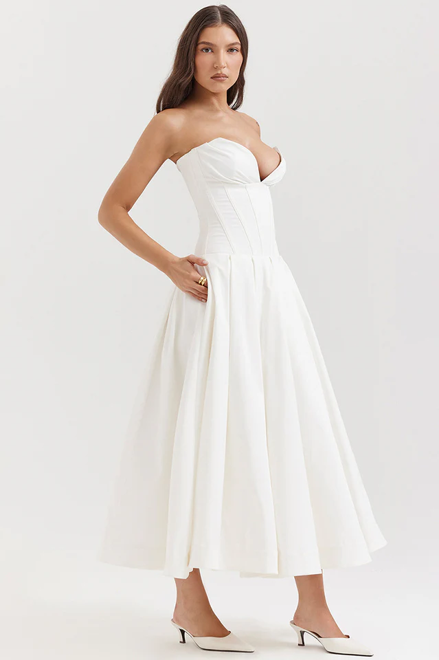 Lady Black Strapless Midi Dress