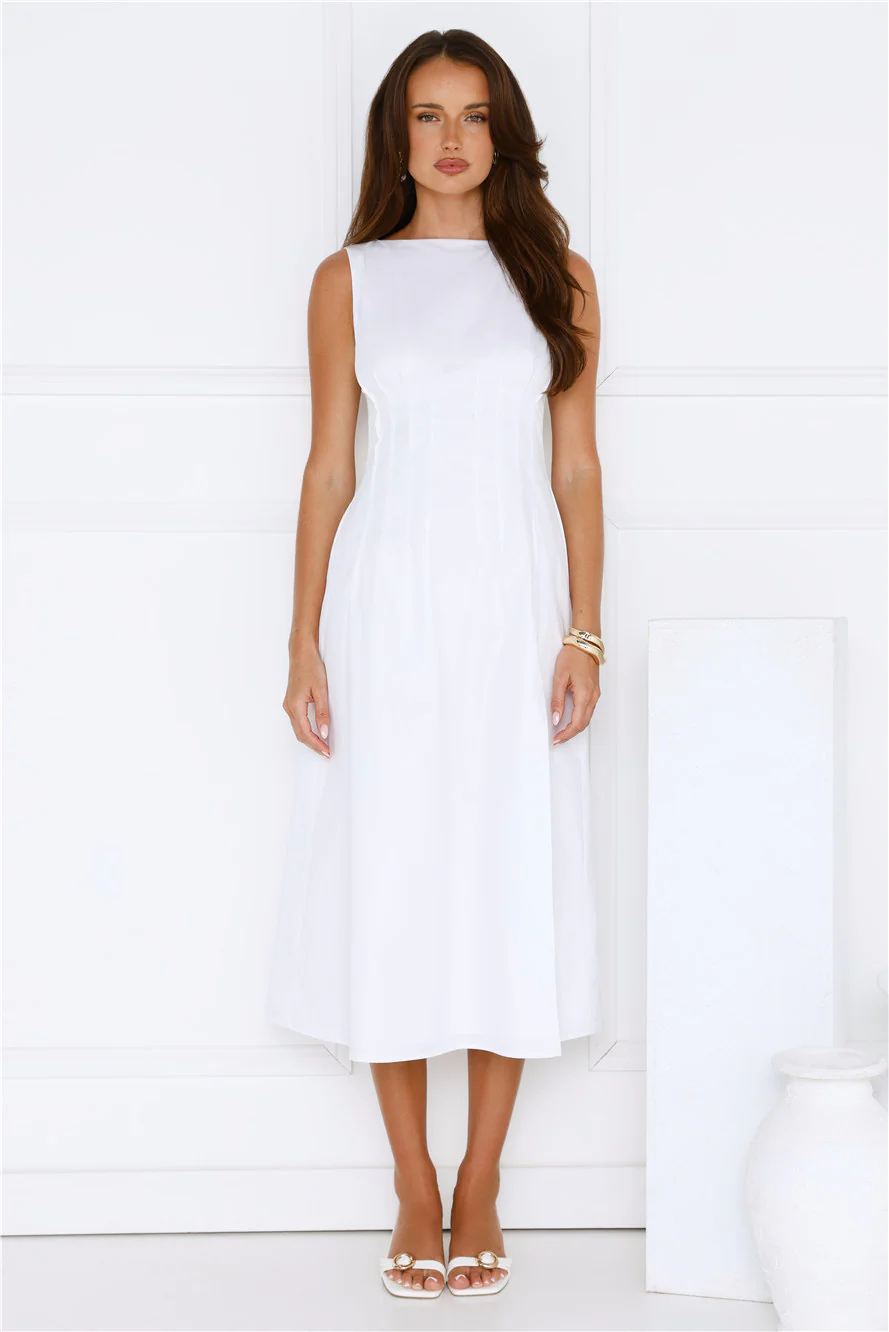 Sun Drenched Days Midi Dress White - luluinthesky