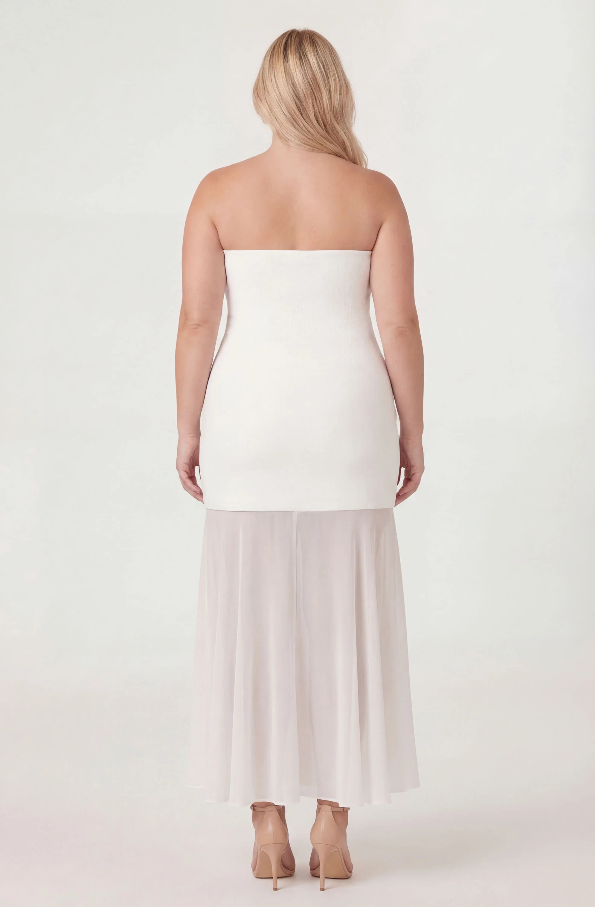 Lizet Strapless Mini Dress With Sheer Maxi Overlay