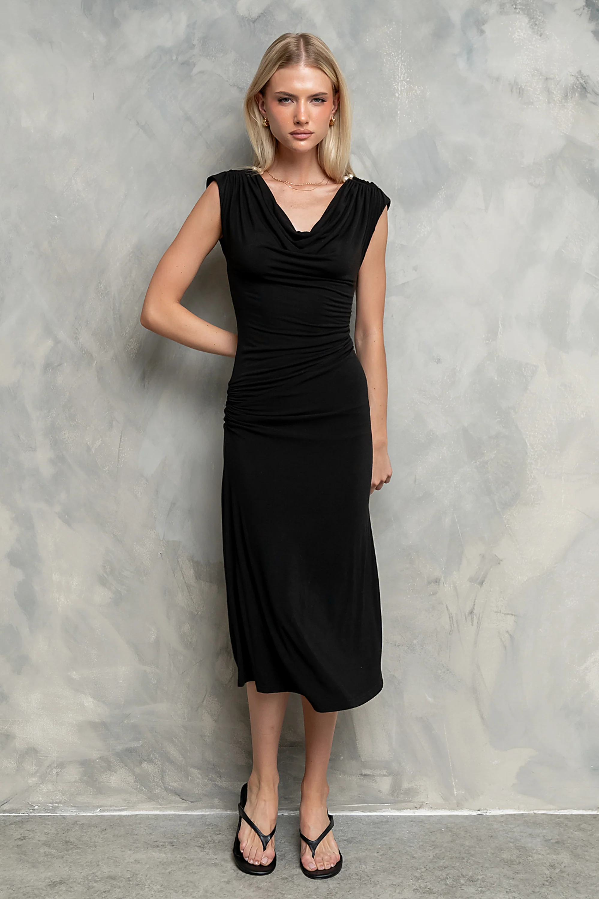 Lucia Midi Dress in Black