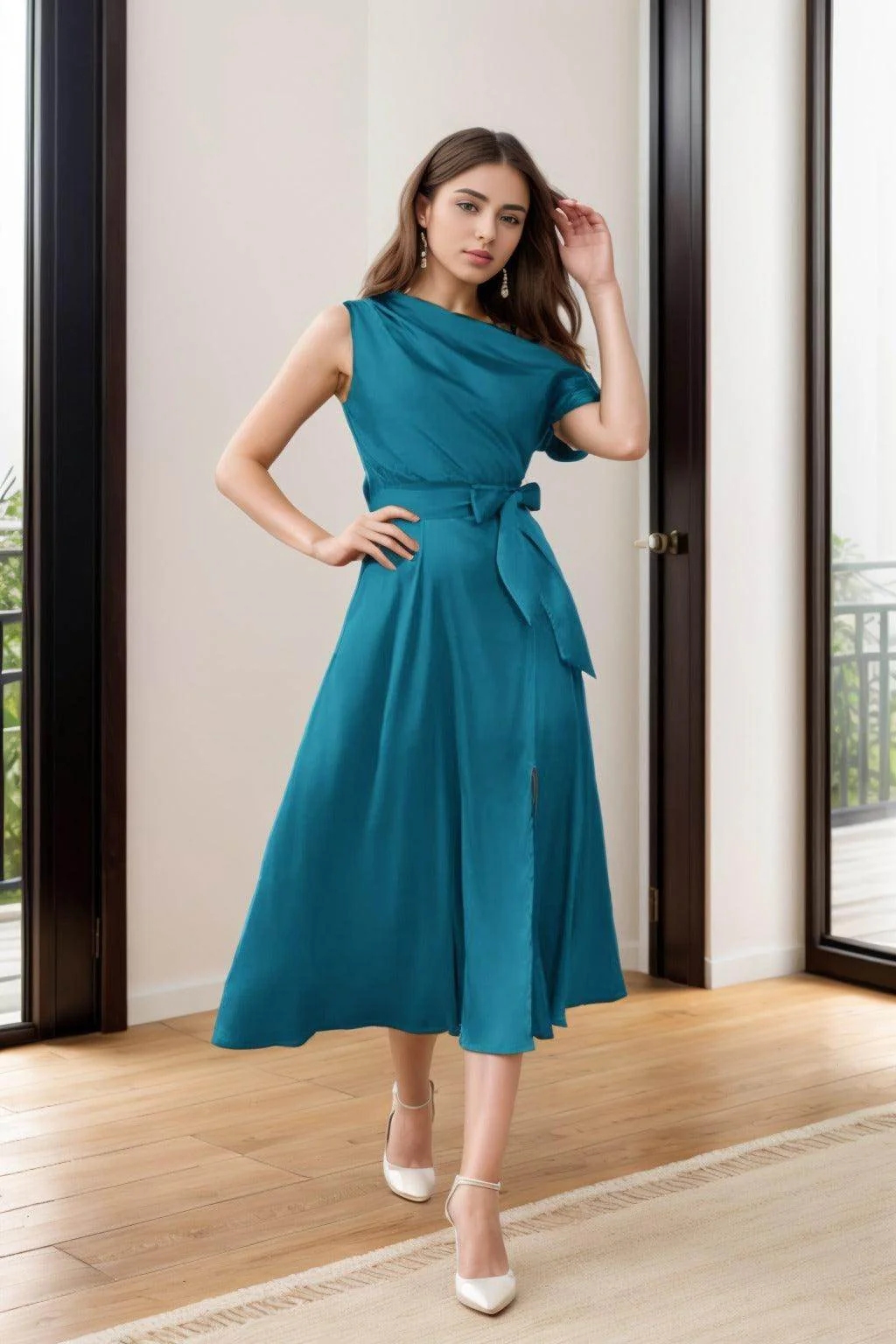 Sheath-Column Tea Length Silk-Like Graduation Dresses CS0540