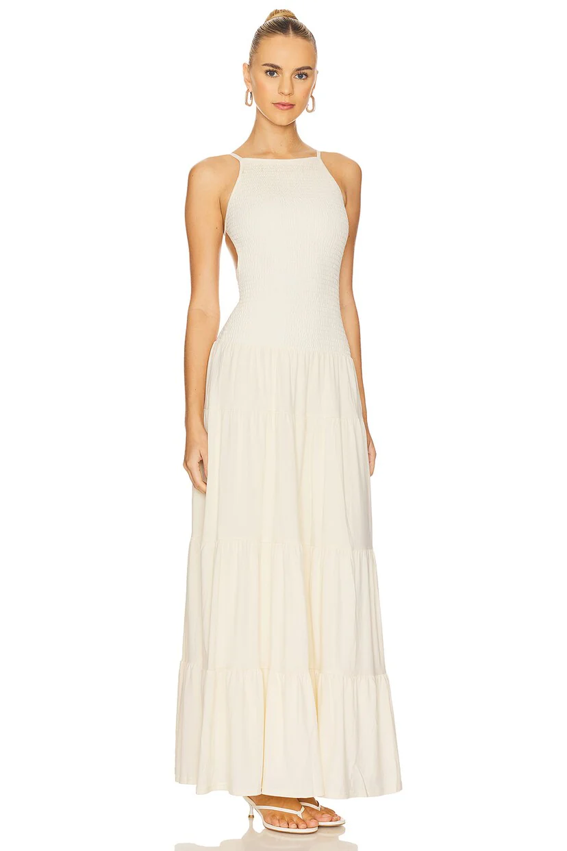 Smocked Drop Waist Maxi Dress