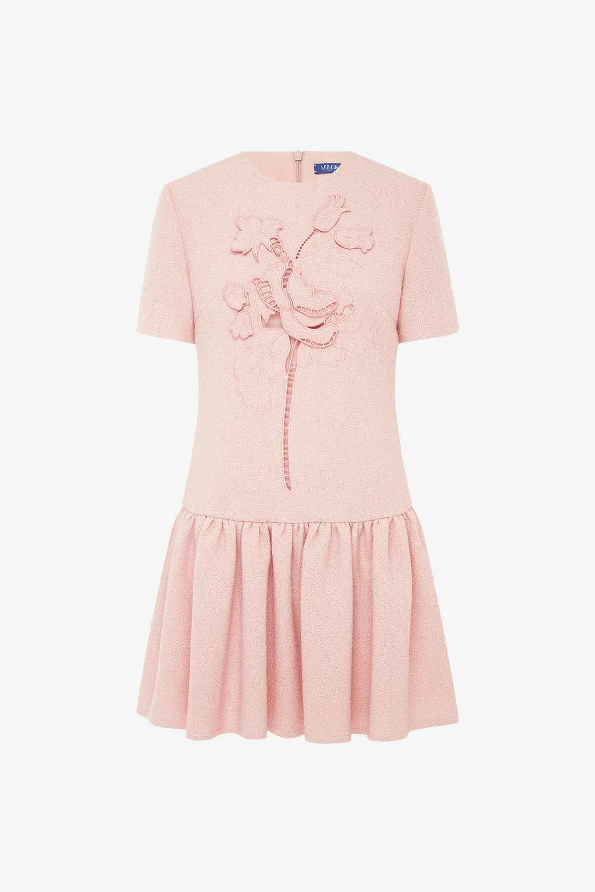 Joyce Appliqué Tweed Short Sleeve Mini Dress - Dusty Pink