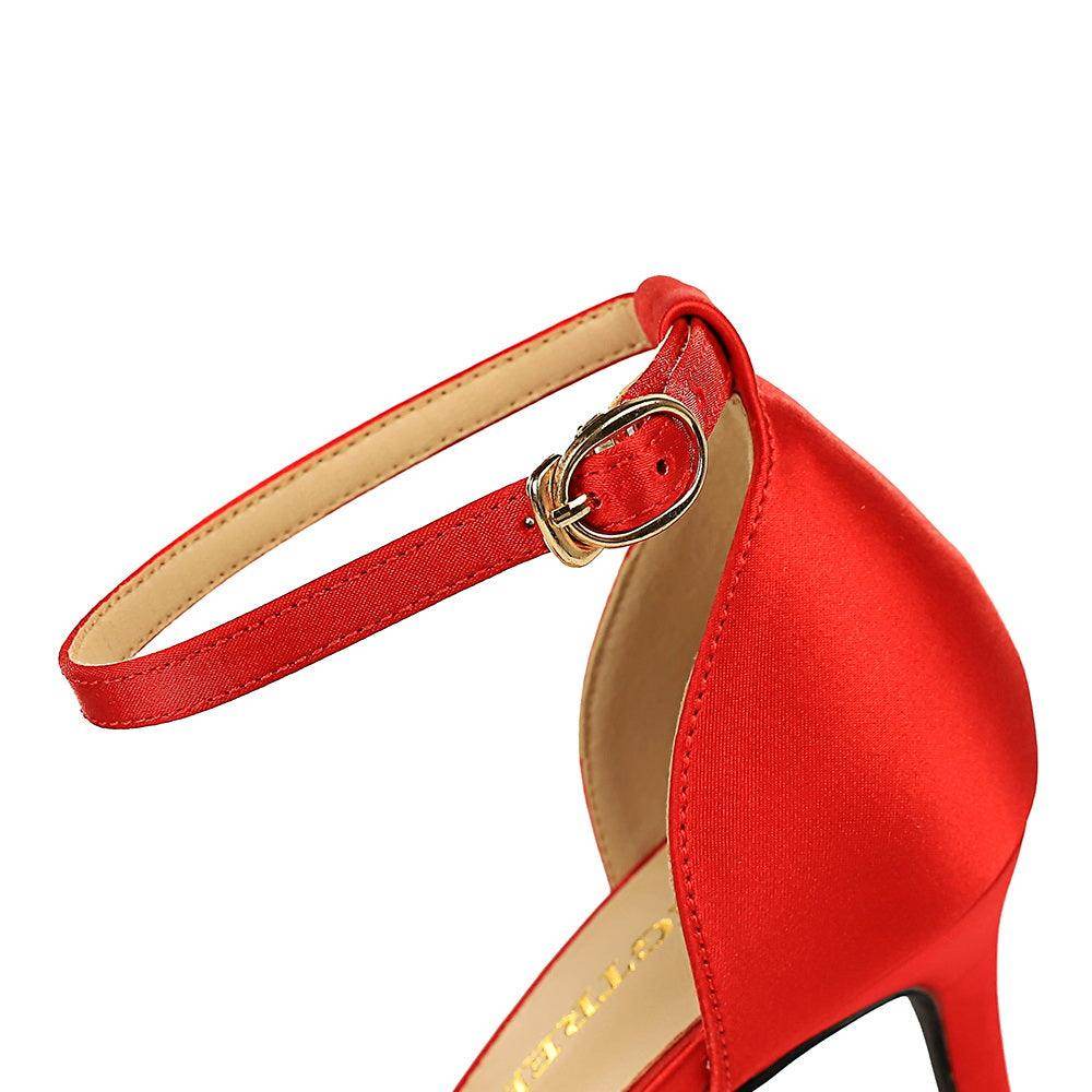 Champagne Satin Pointy Stiletto Heels 674228626275