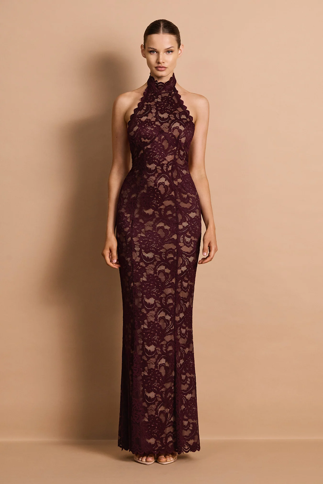 Delphine Lace Halter Gown