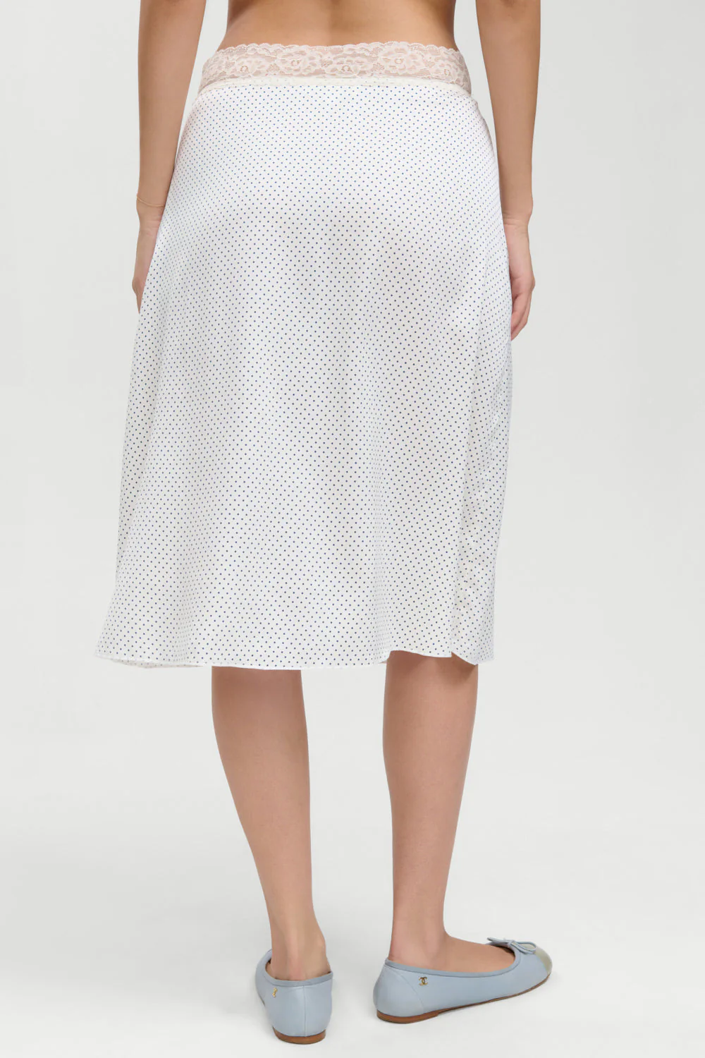 Laura Silk Midi Skirt - French Pearl