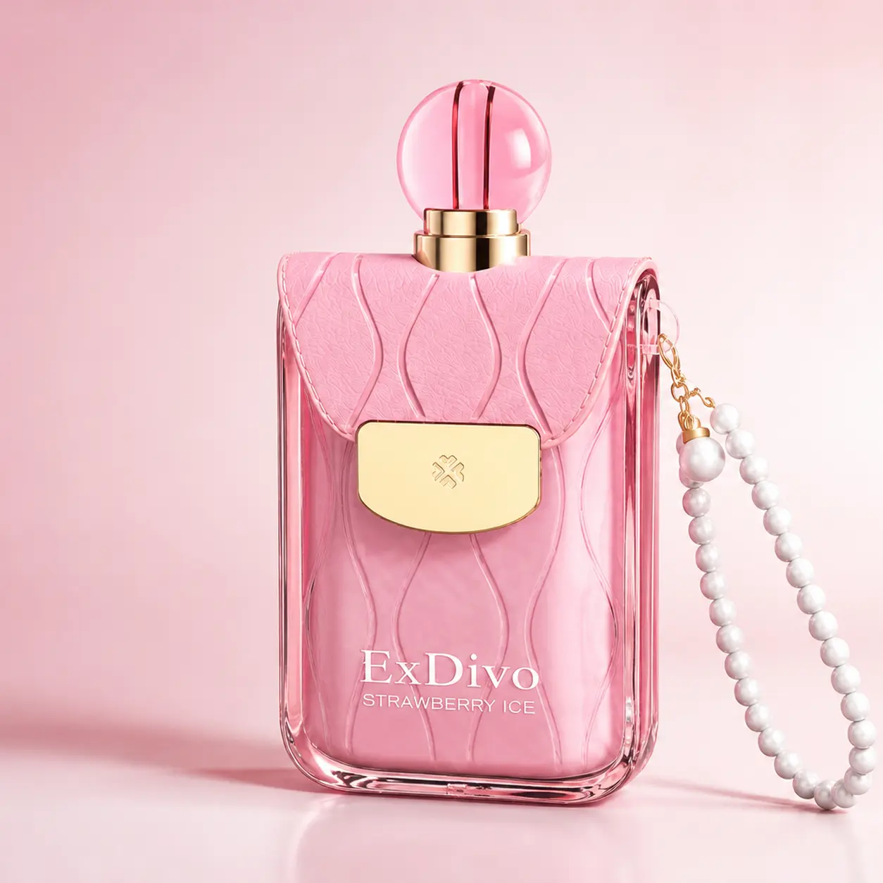 Pink ExDivo FLORA 40K disposable vape with transparent body and gold details