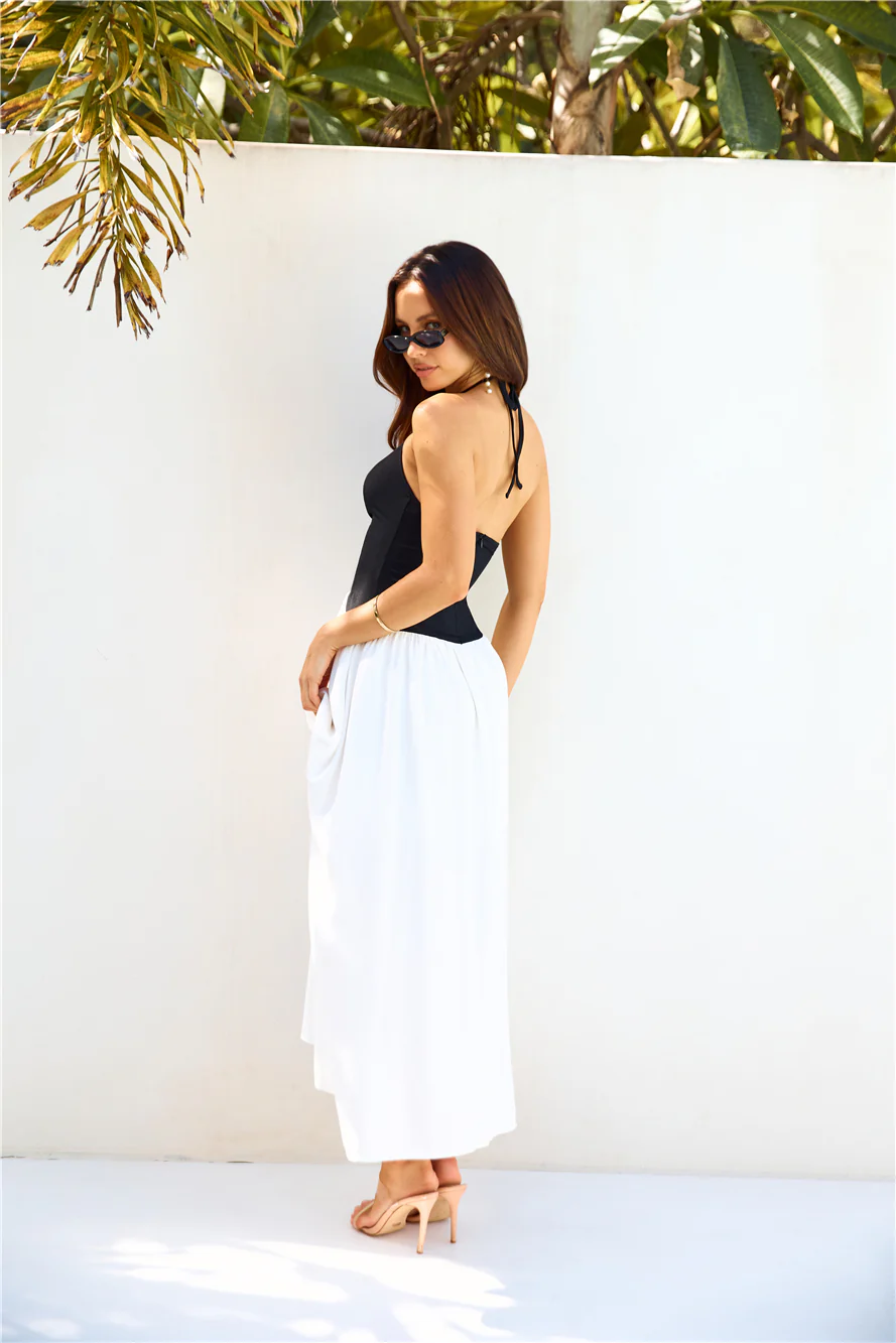 Lake Days Halter Maxi Dress White - luluinthesky