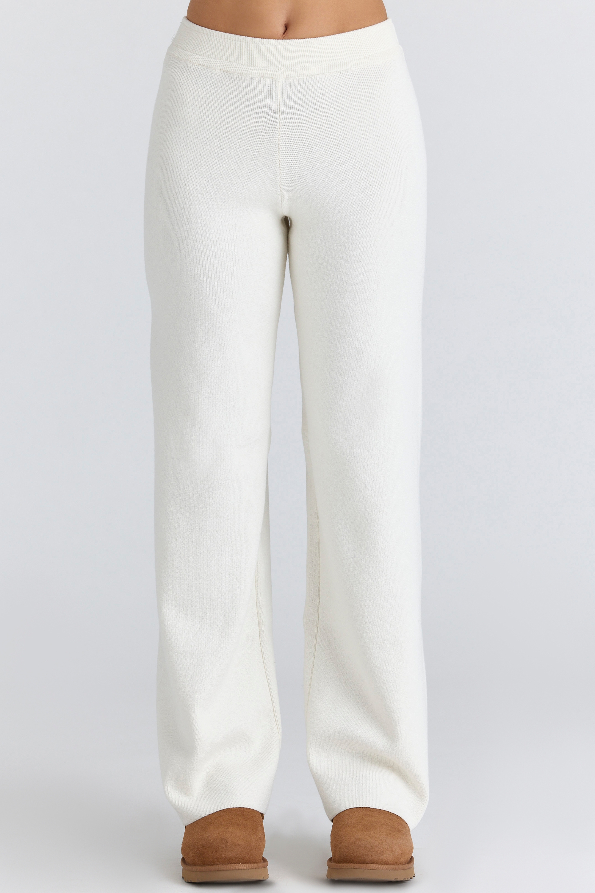 ivory merino wool knit trousers