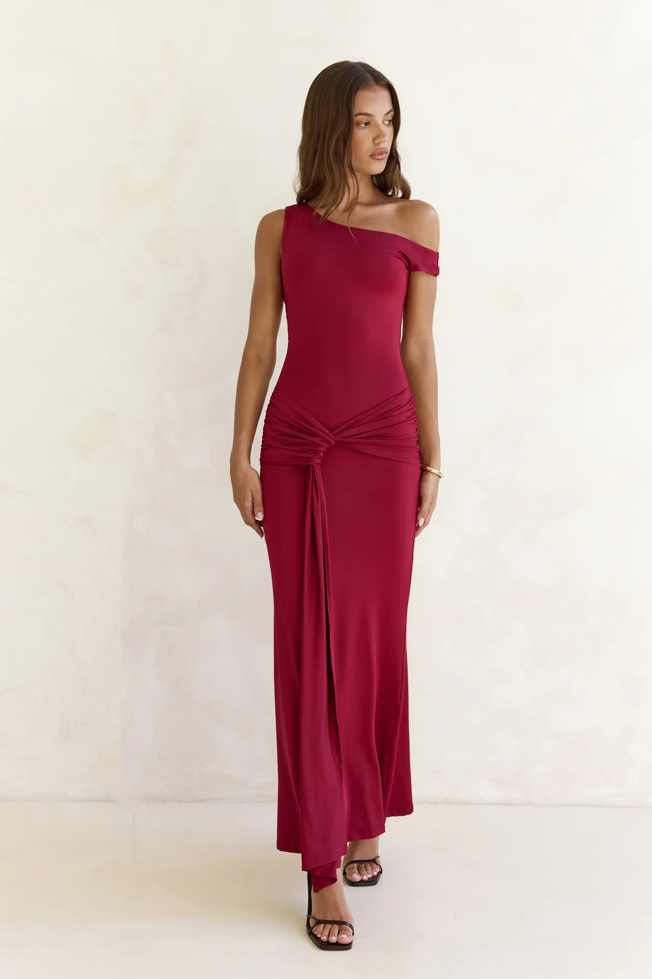 Hold Me Close Off Shoulder Maxi Dress Burgundy - luluinthesky