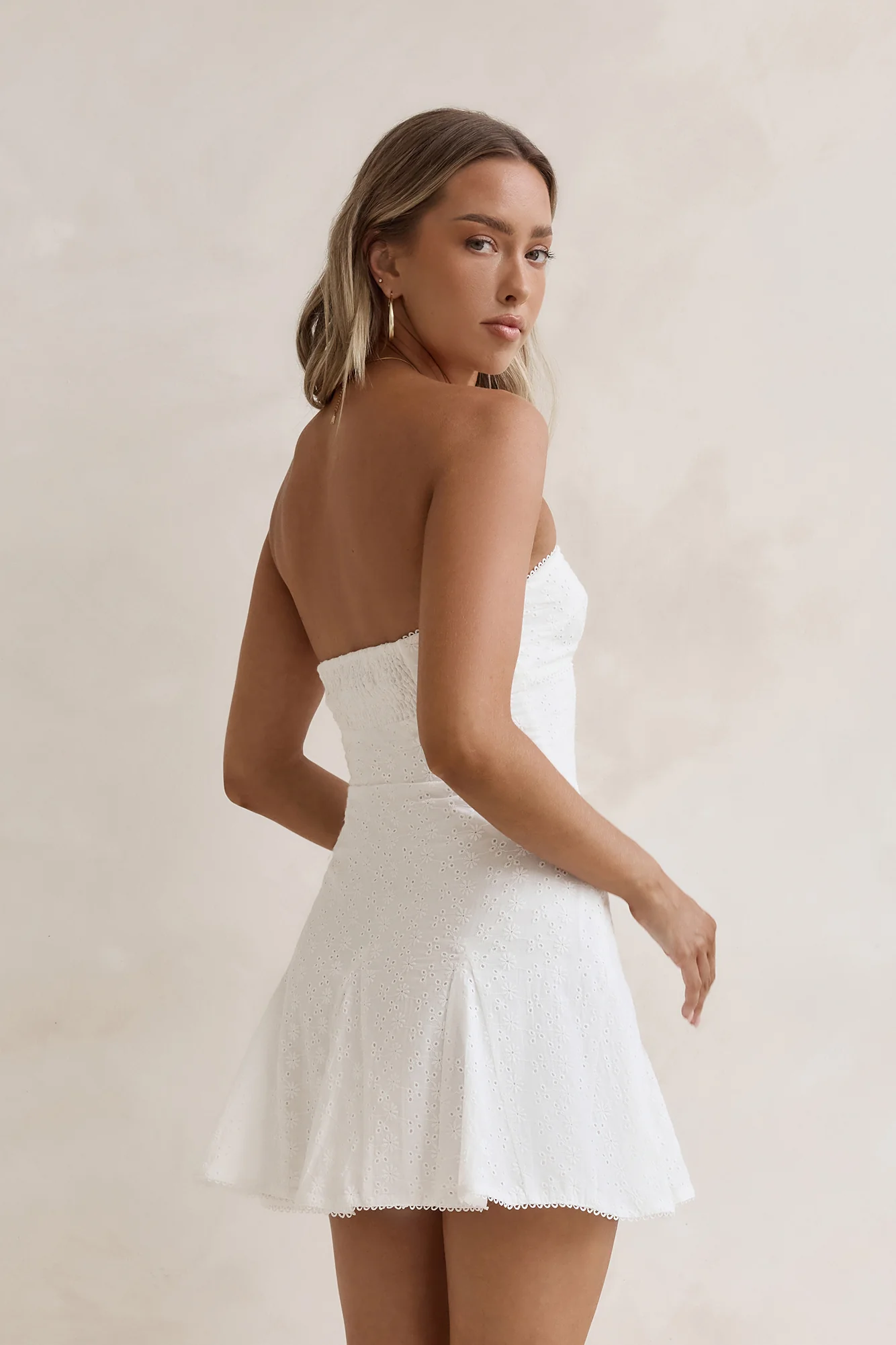 Daydream Diaries Strapless Mini Dress Off White - luluinthesky
