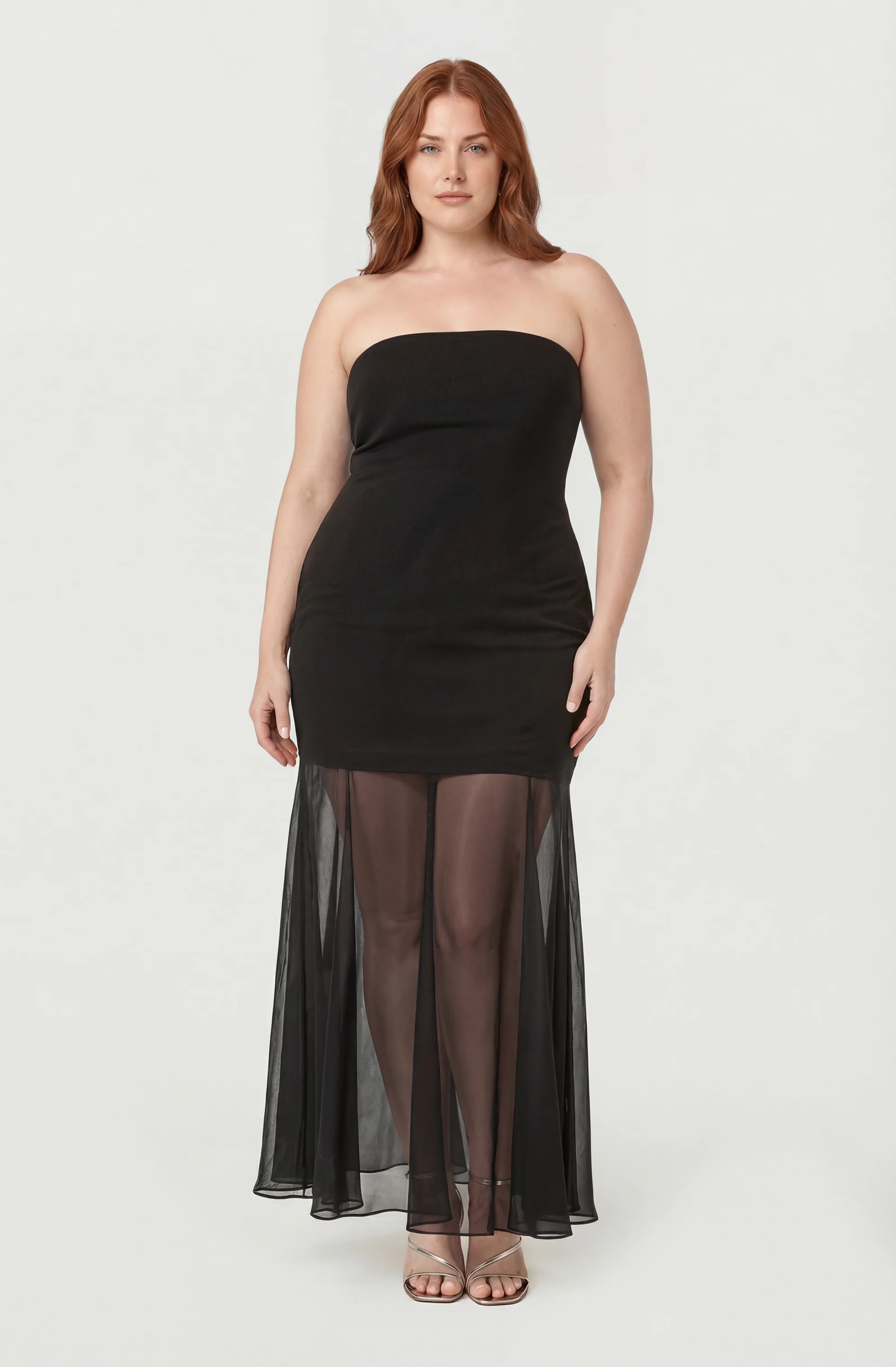 Lizet Strapless Mini Dress With Sheer Maxi Overlay